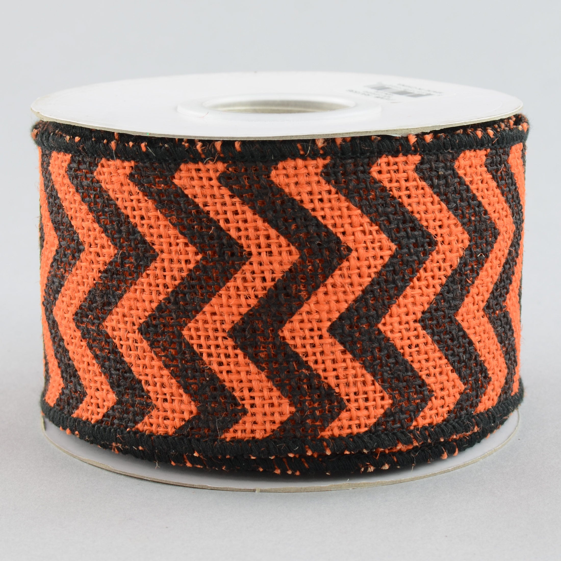2.5" Orange & Black Burlap Chevron Ribbon (10 Yards) Item Number: RA1536