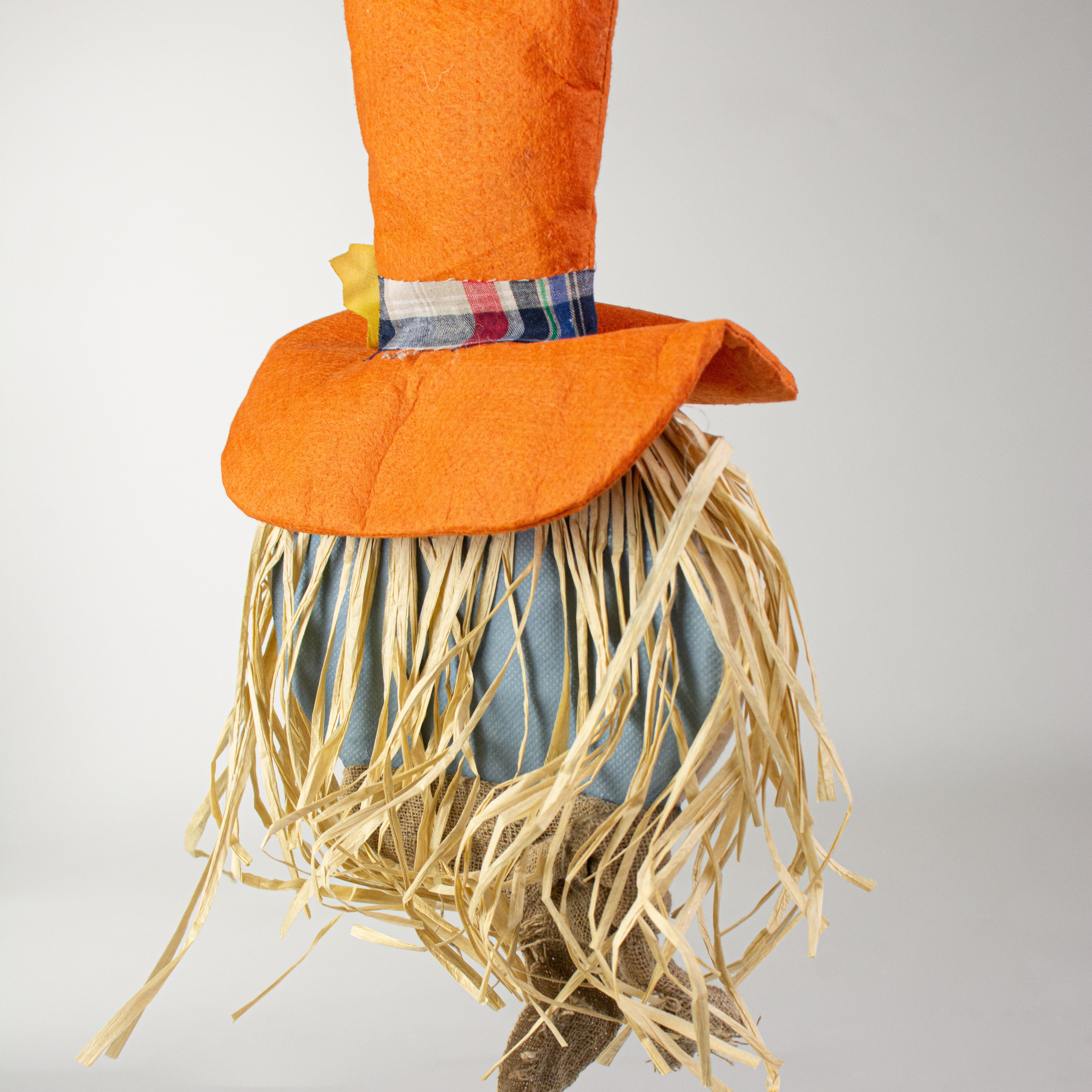 12" Orange Hat Scarecrow Head Ornament detail photo 4