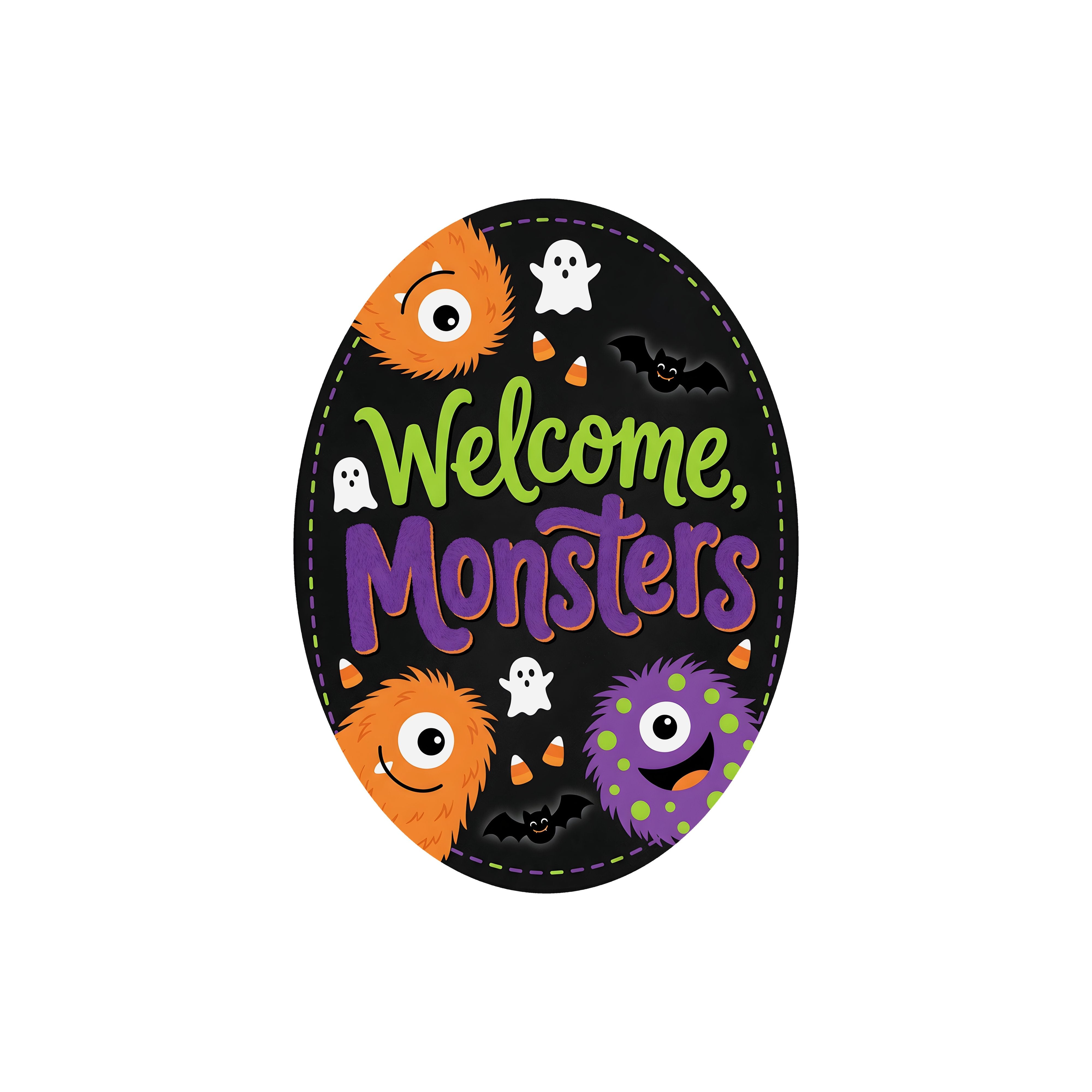 6" Oval Waterproof Sign: Halloween Welcome Monsters Item Number: CD1442NH-060