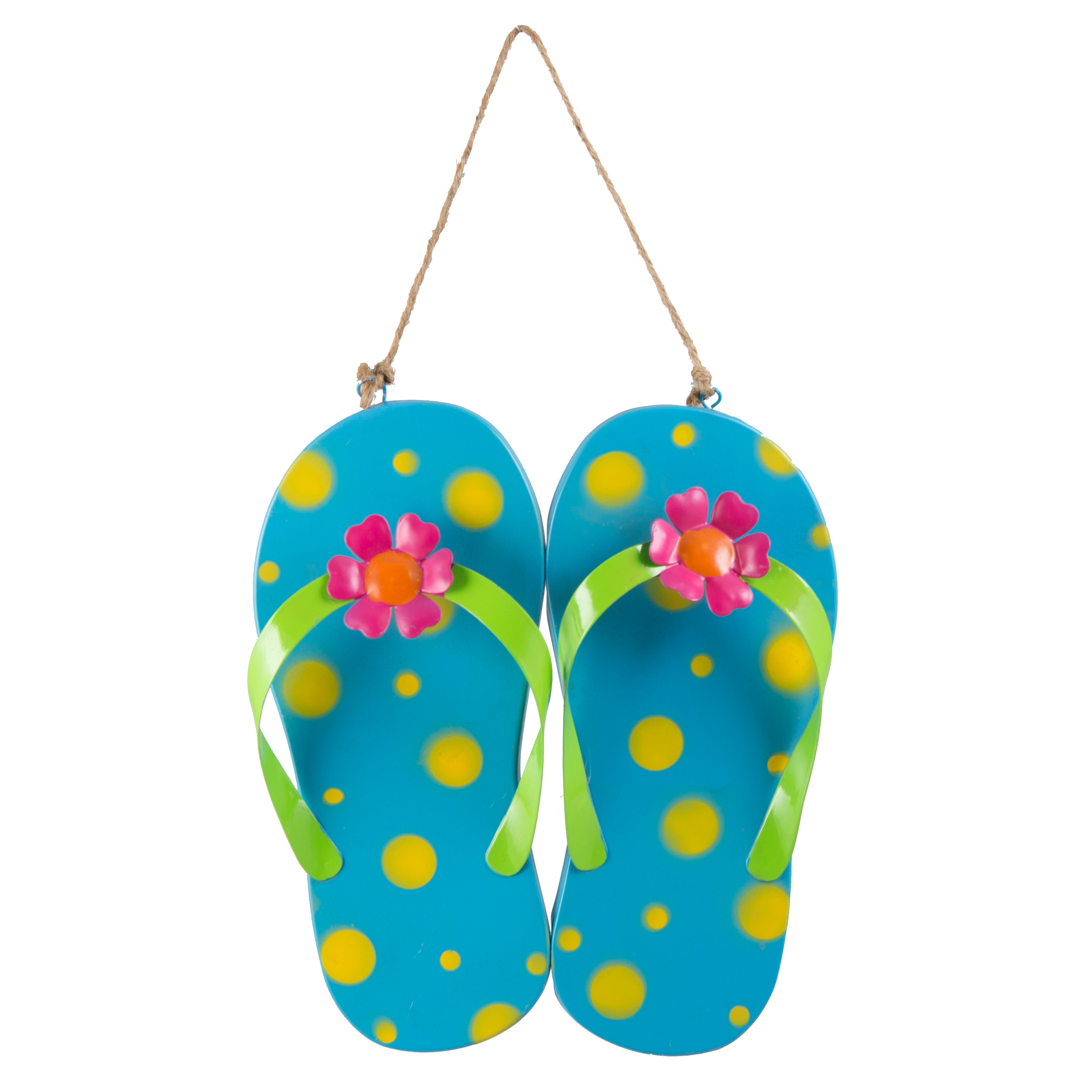 9.75" Pair of Metal Flip Flops Decoration: Blue Item Number: MM907999