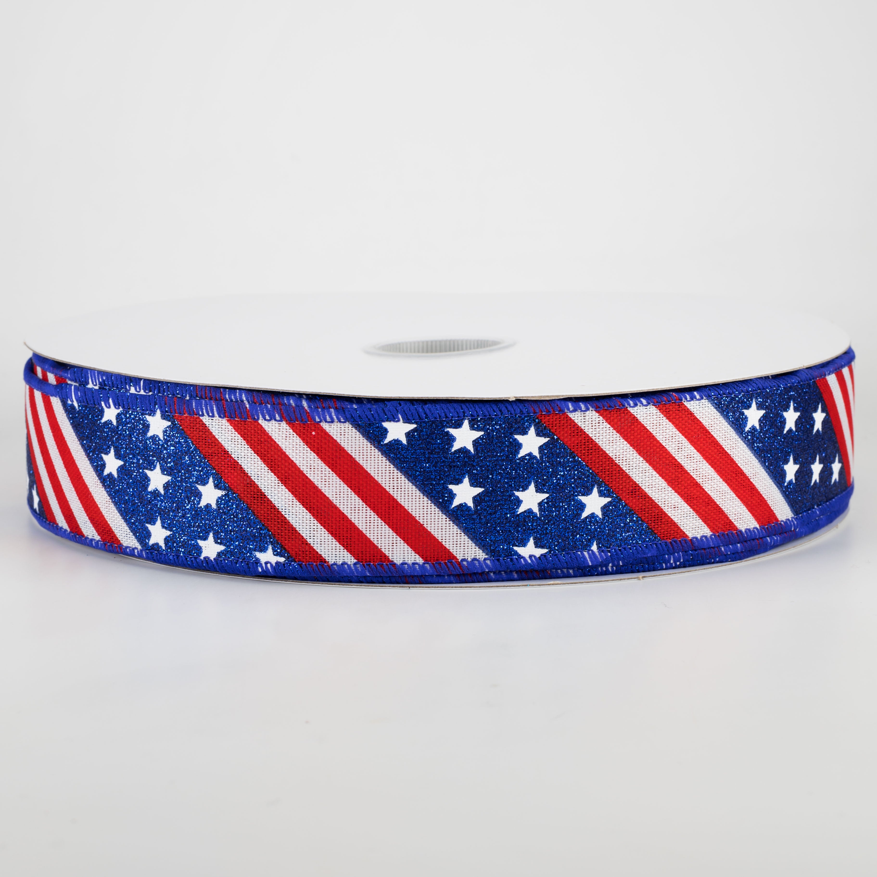1.5" Patriotic Diagonal Stars & Stripes Ribbon (50 Yards)