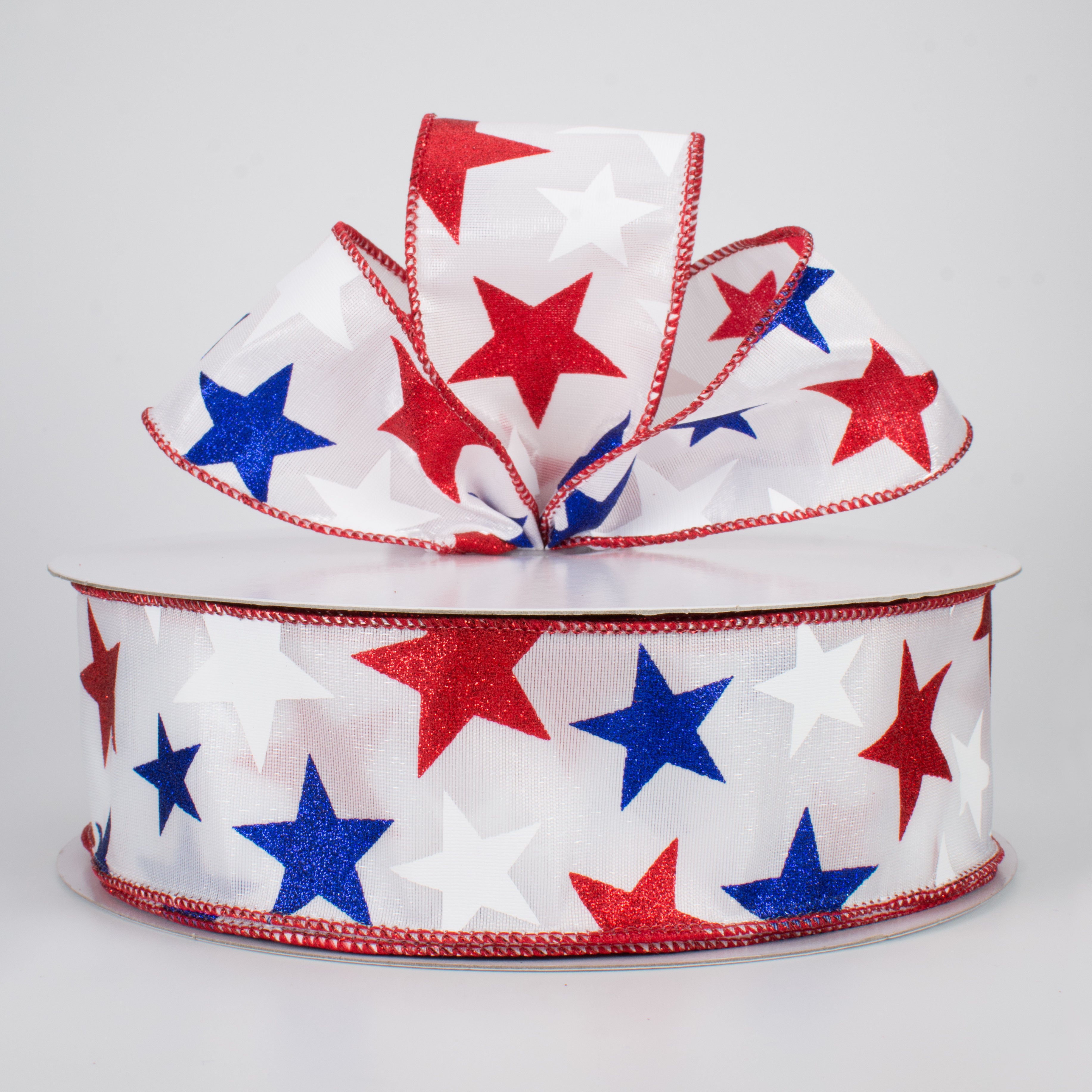 2.5" Patriotic Star Ribbon: White (50 Yards) Lifestyle Photo