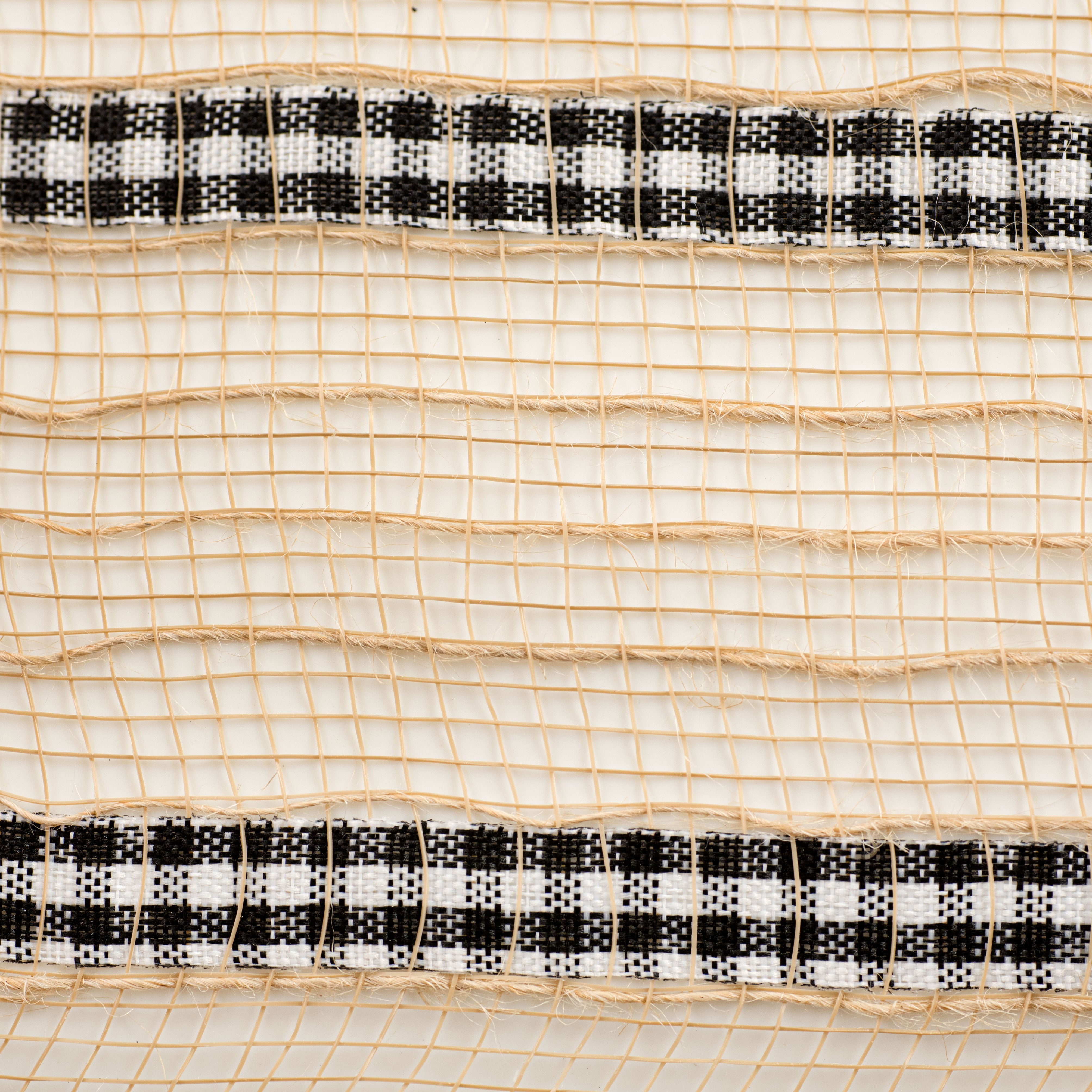 10" Patterned Mesh: Natural Jute & Buffalo Plaid Print detail photo 3