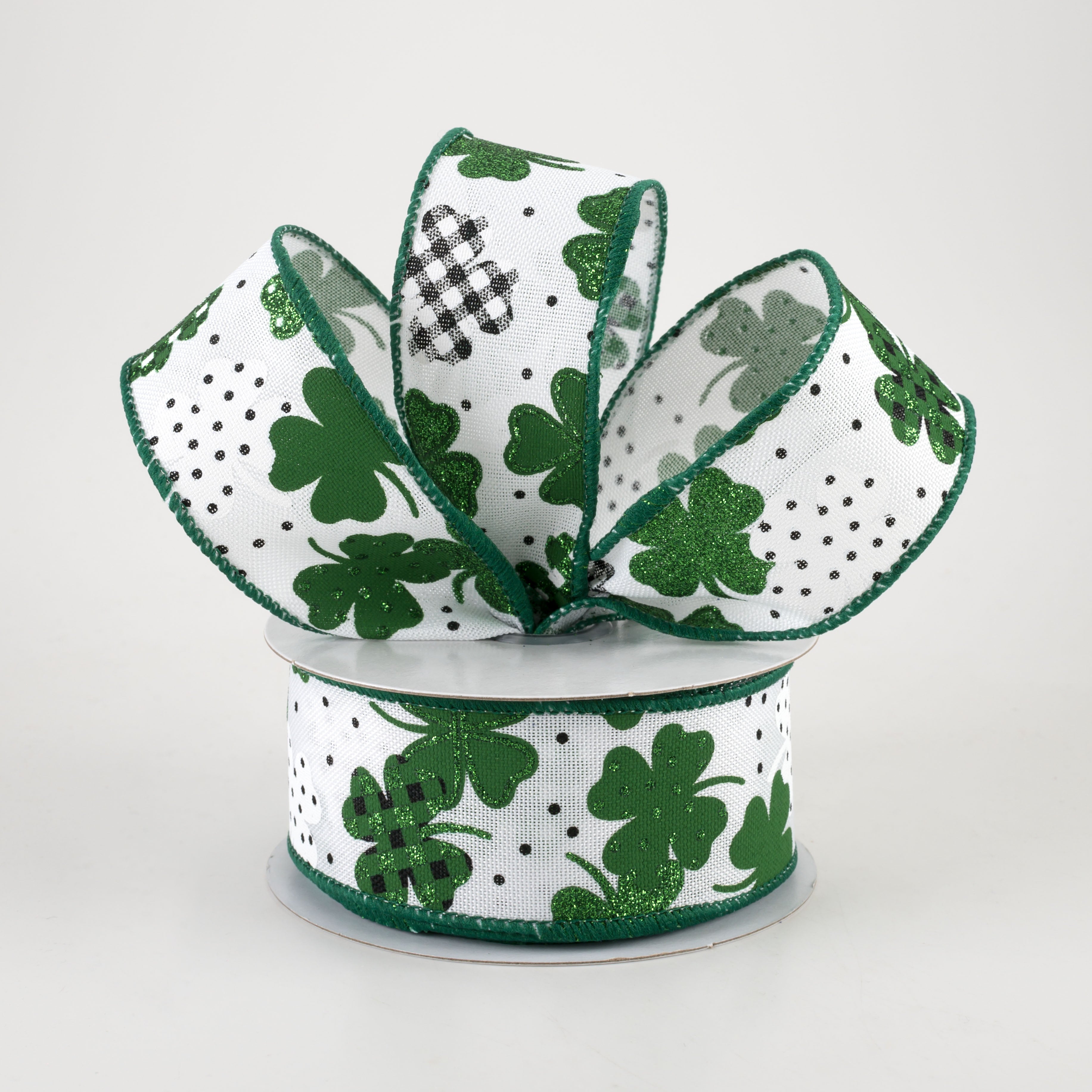 1.5" Patterned Shamrocks Ribbon (10 Yards) Lifestyle Photo