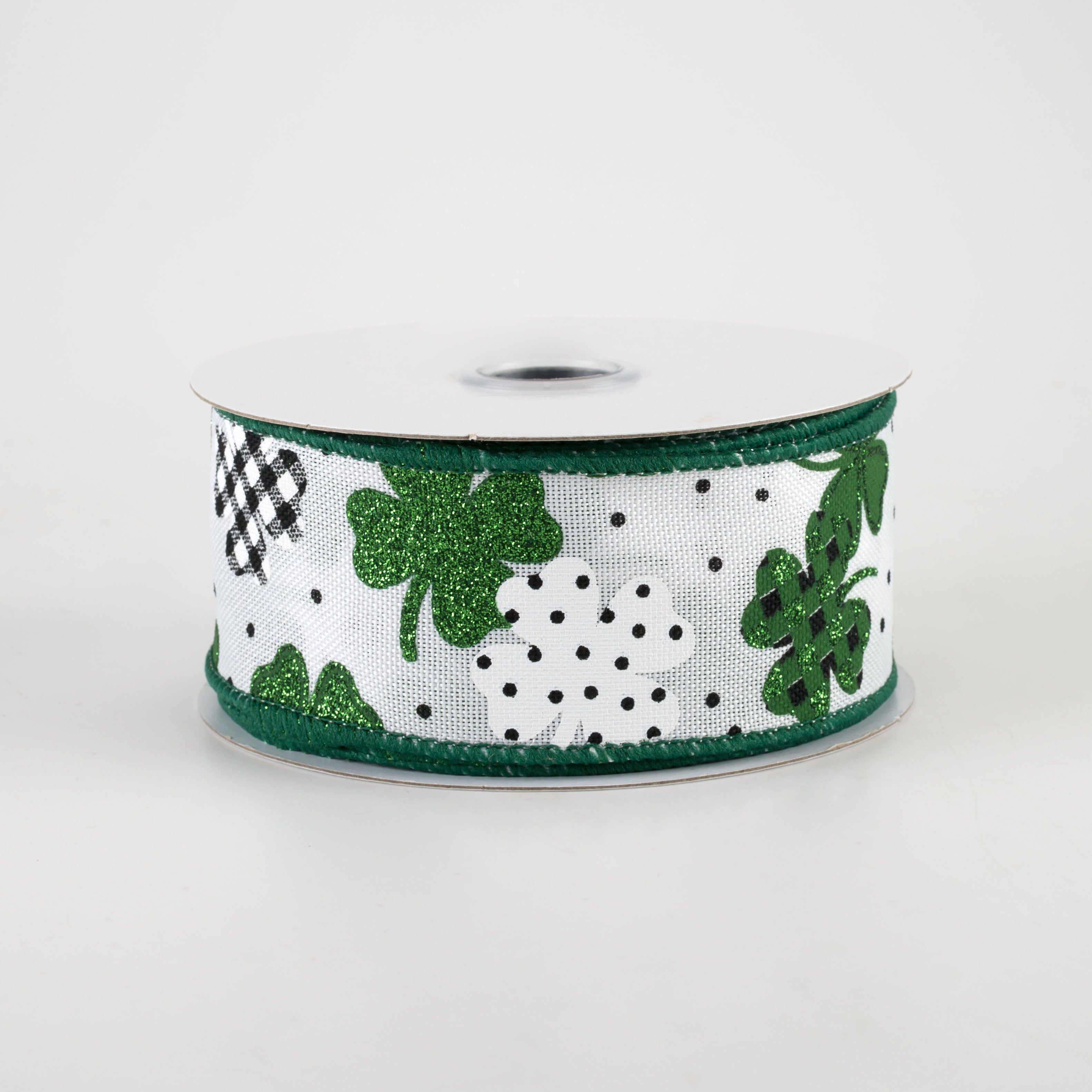 1.5" Patterned Shamrocks Ribbon (10 Yards)