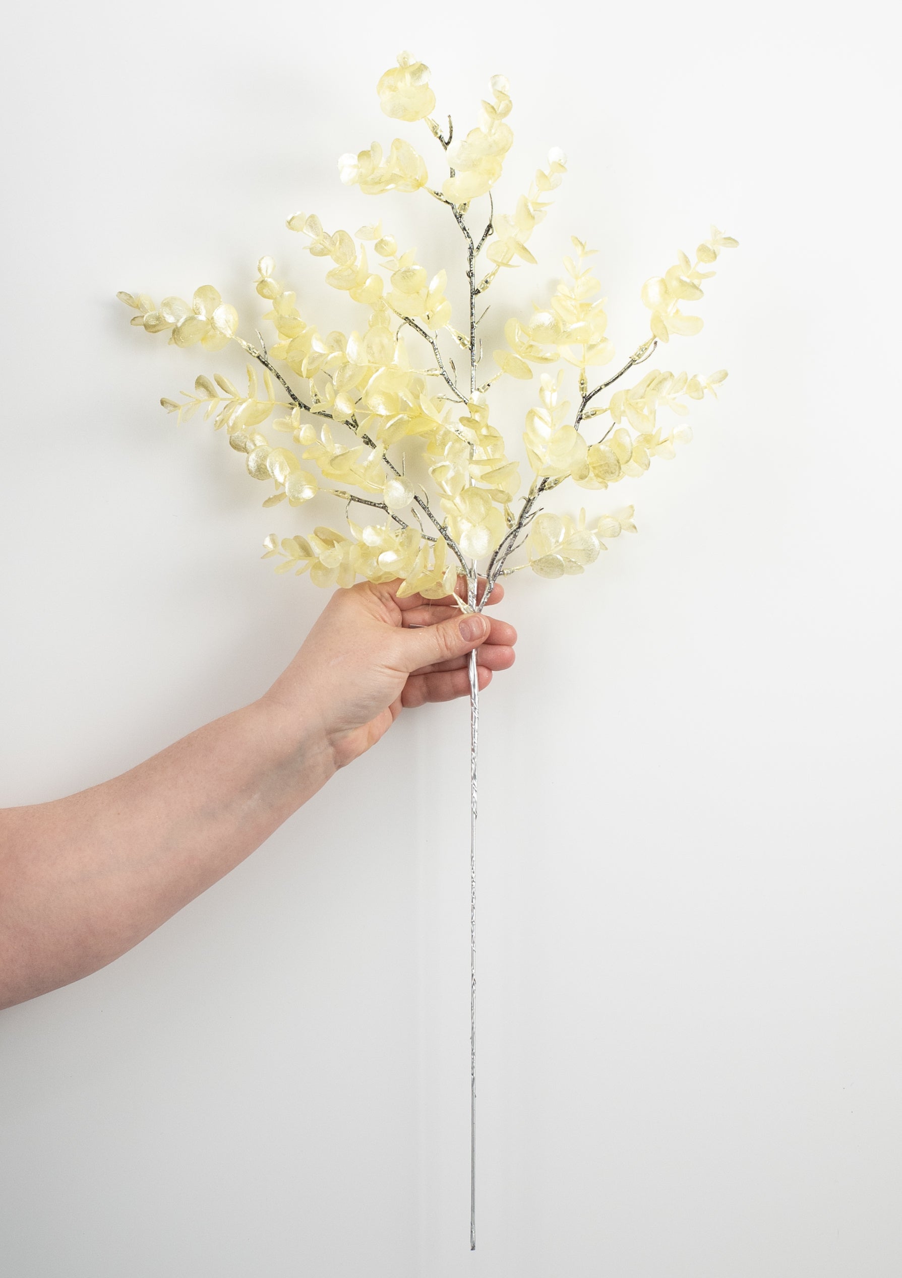 25" Pearl Eucalyptus Spray: Yellow detail photo 3