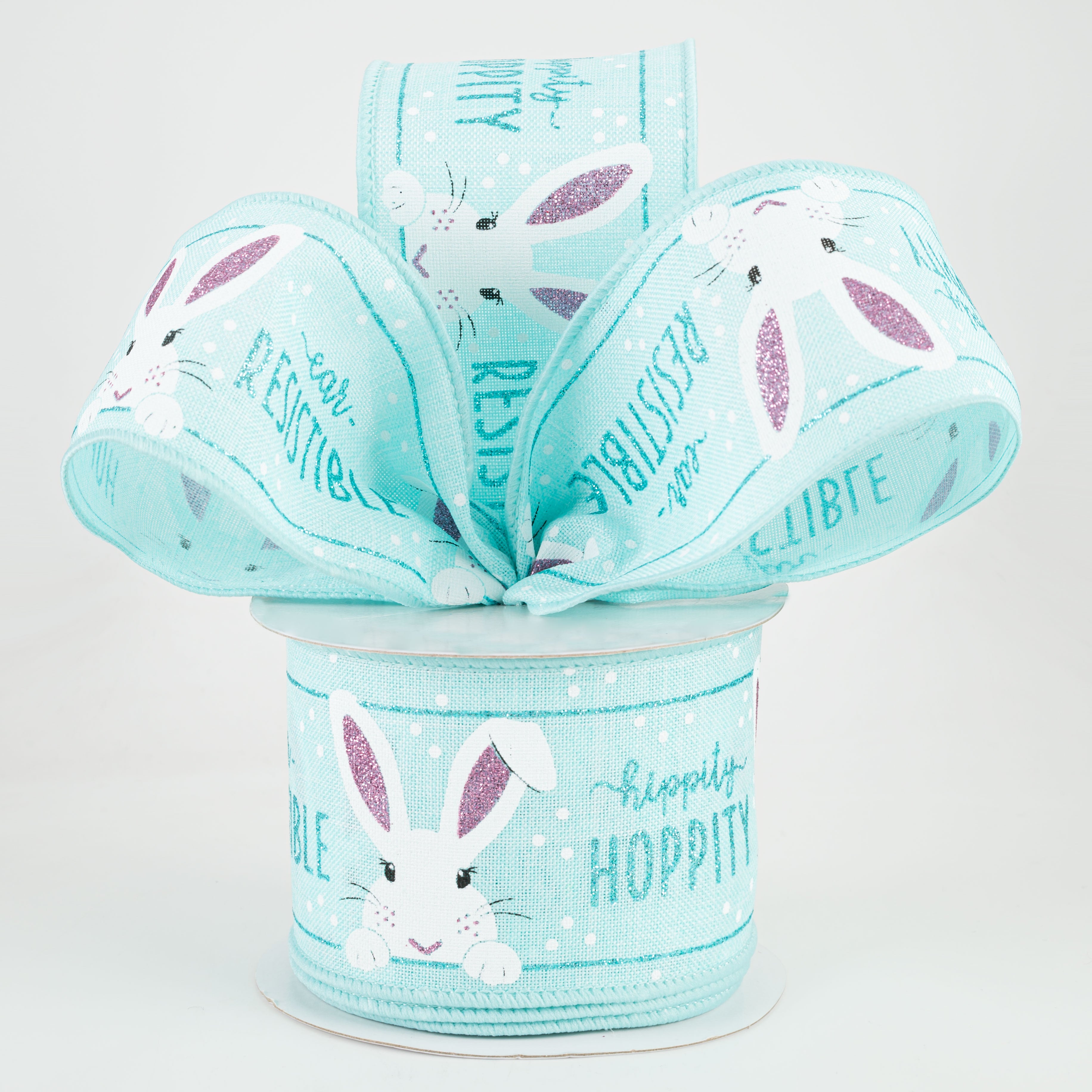 2.5" Peeking Bunny Ribbon: Ice Blue, Robbin's Egg Blue, Pink (10 Yards) Lifestyle Photo