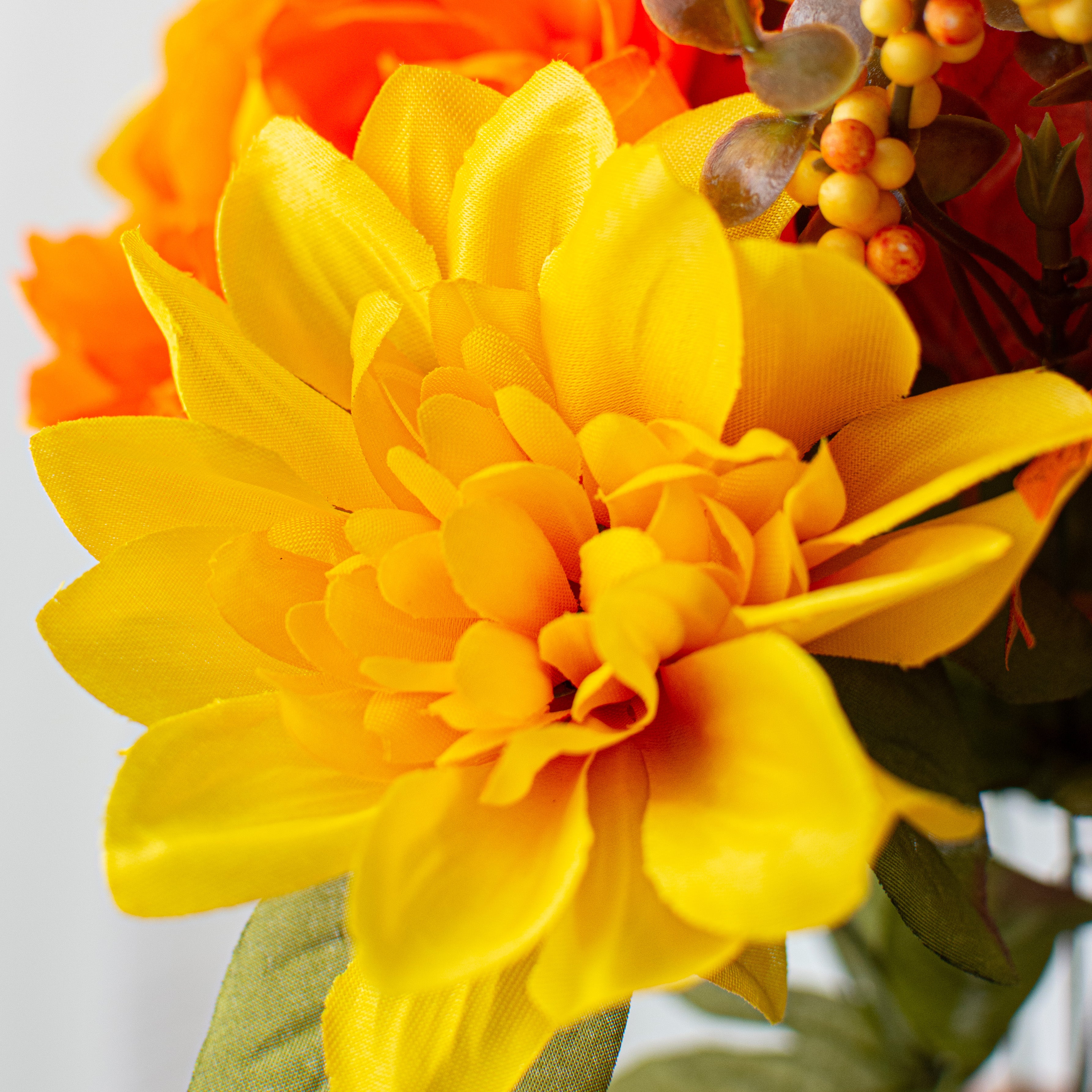 22" Peony Dahlia Bush: Orange & Yellow (14 Stem) Lifestyle Photo