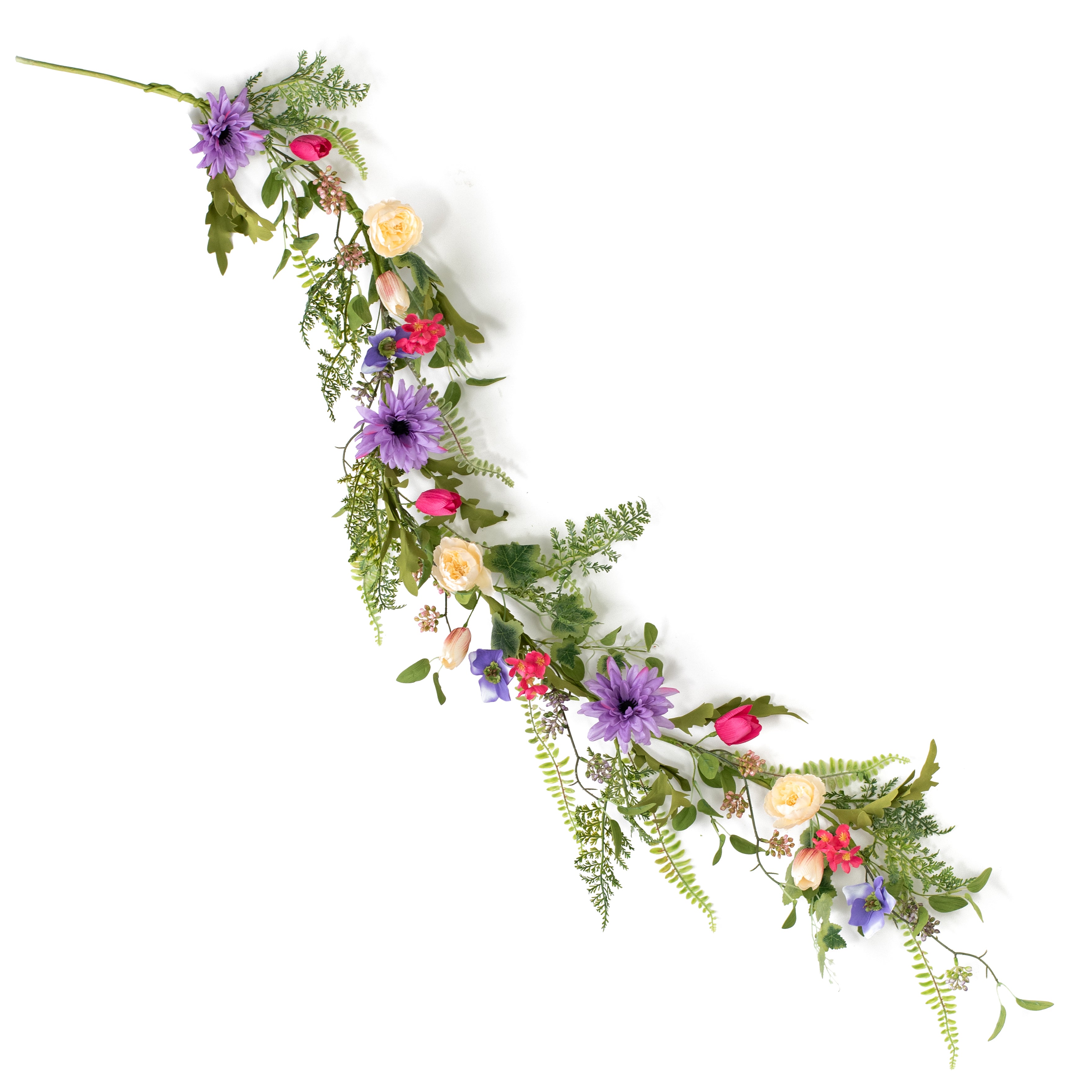 5' Peony, Dahlia & Fern Floral Garland detail photo 4