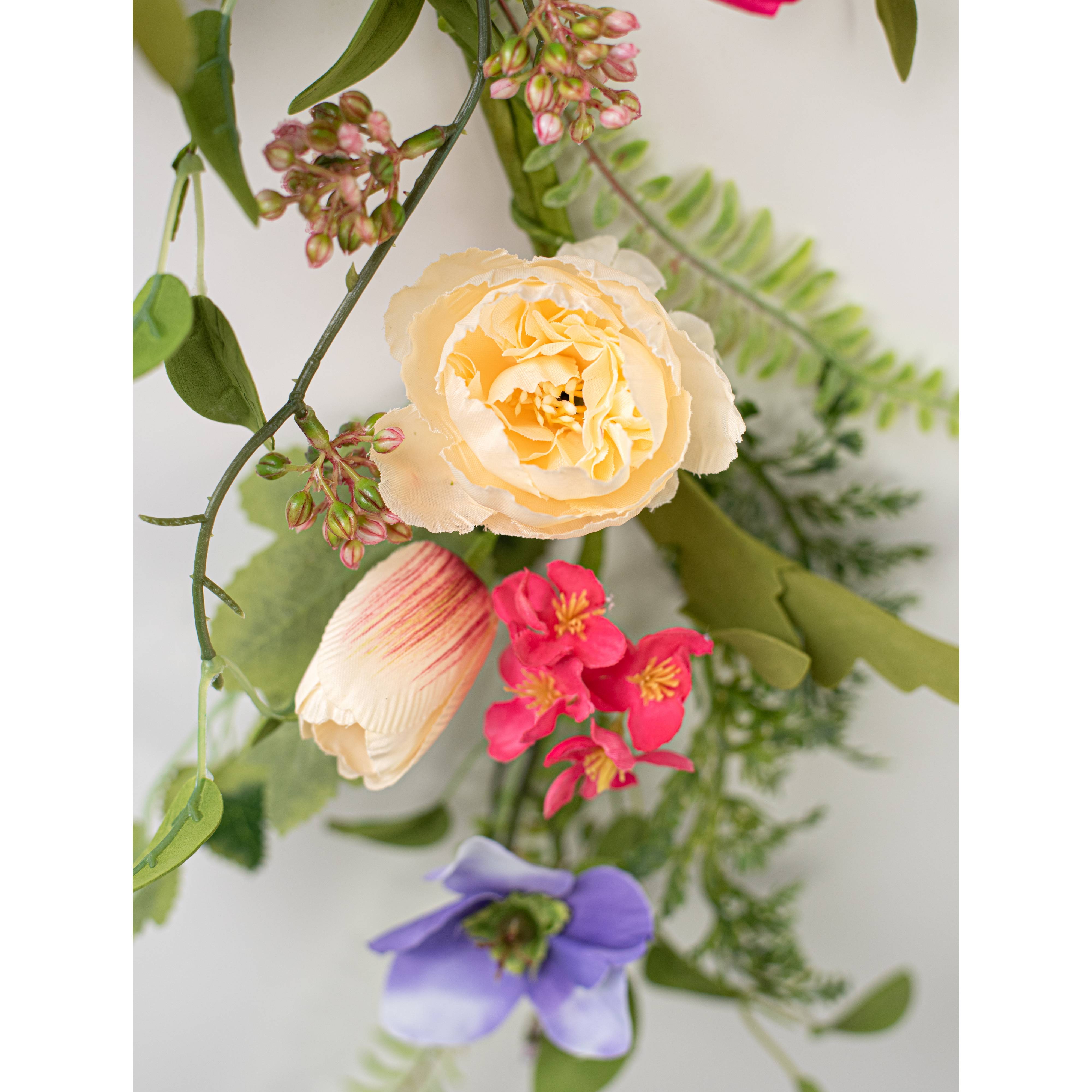 5' Peony, Dahlia & Fern Floral Garland detail photo 5