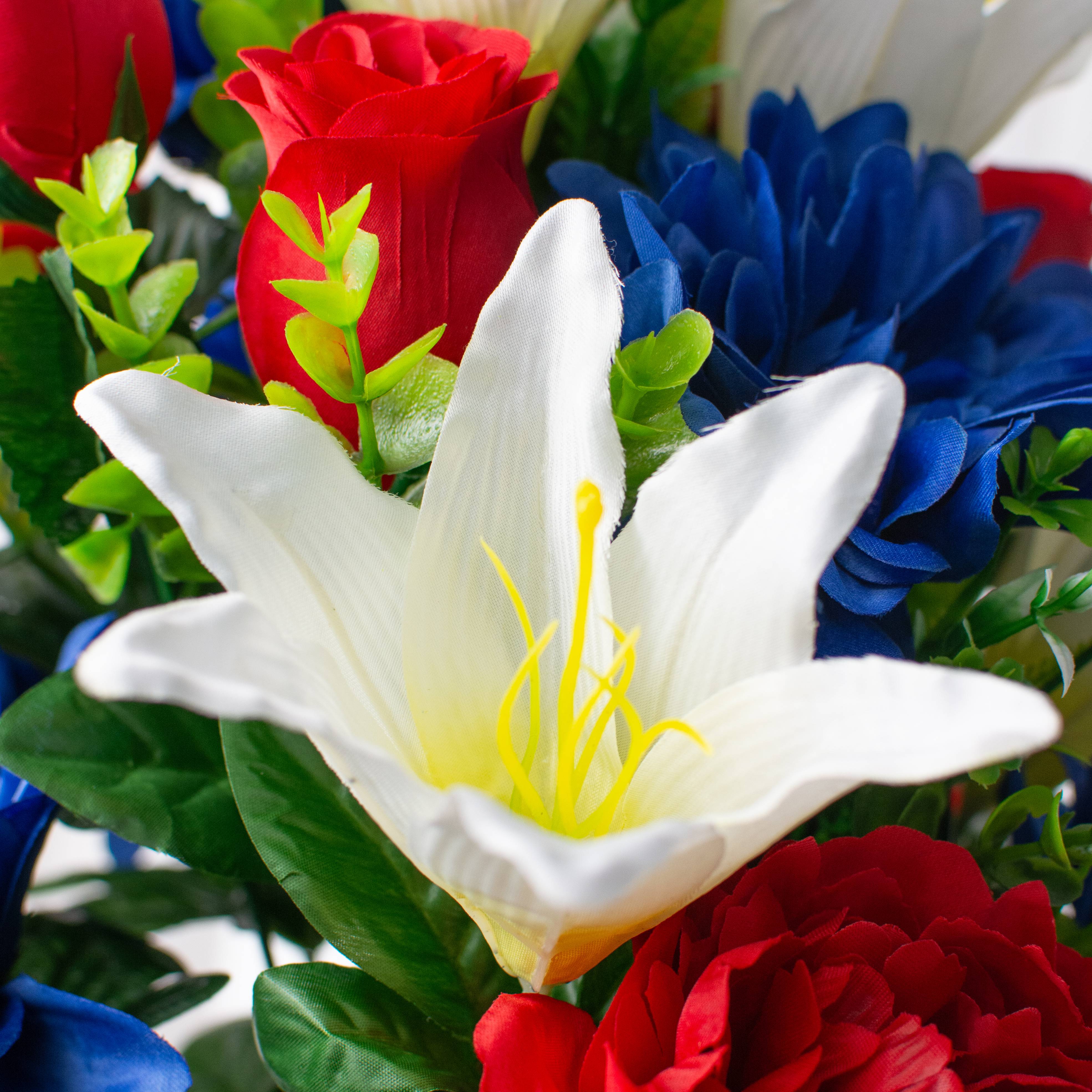 24" Peony, Dahlia, Lily, Rose Bush: Red, White, Blue detail photo 4