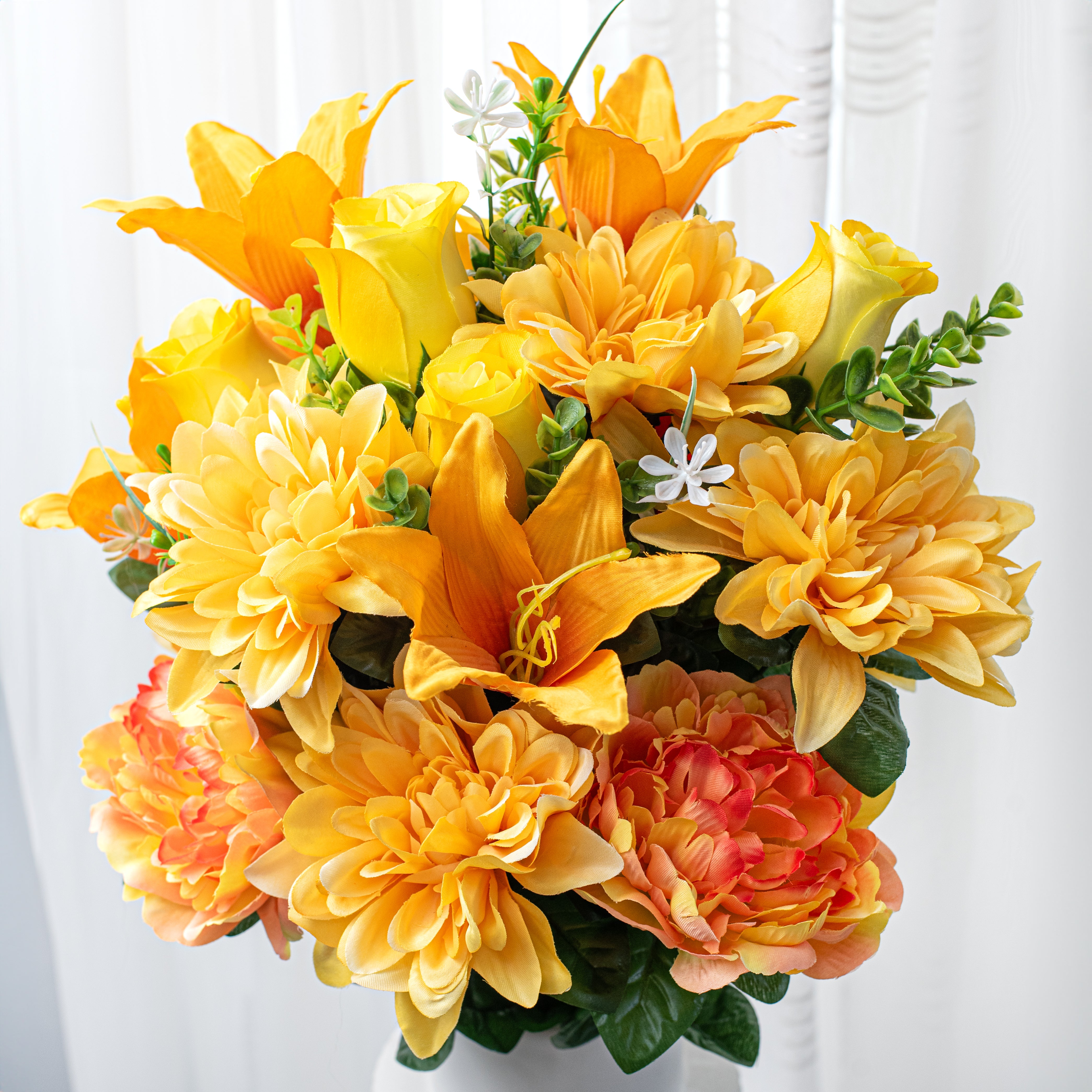 24" Peony, Dahlia, Lily & Rose Bush: Yellow (24) Item Number: 84126-YEL