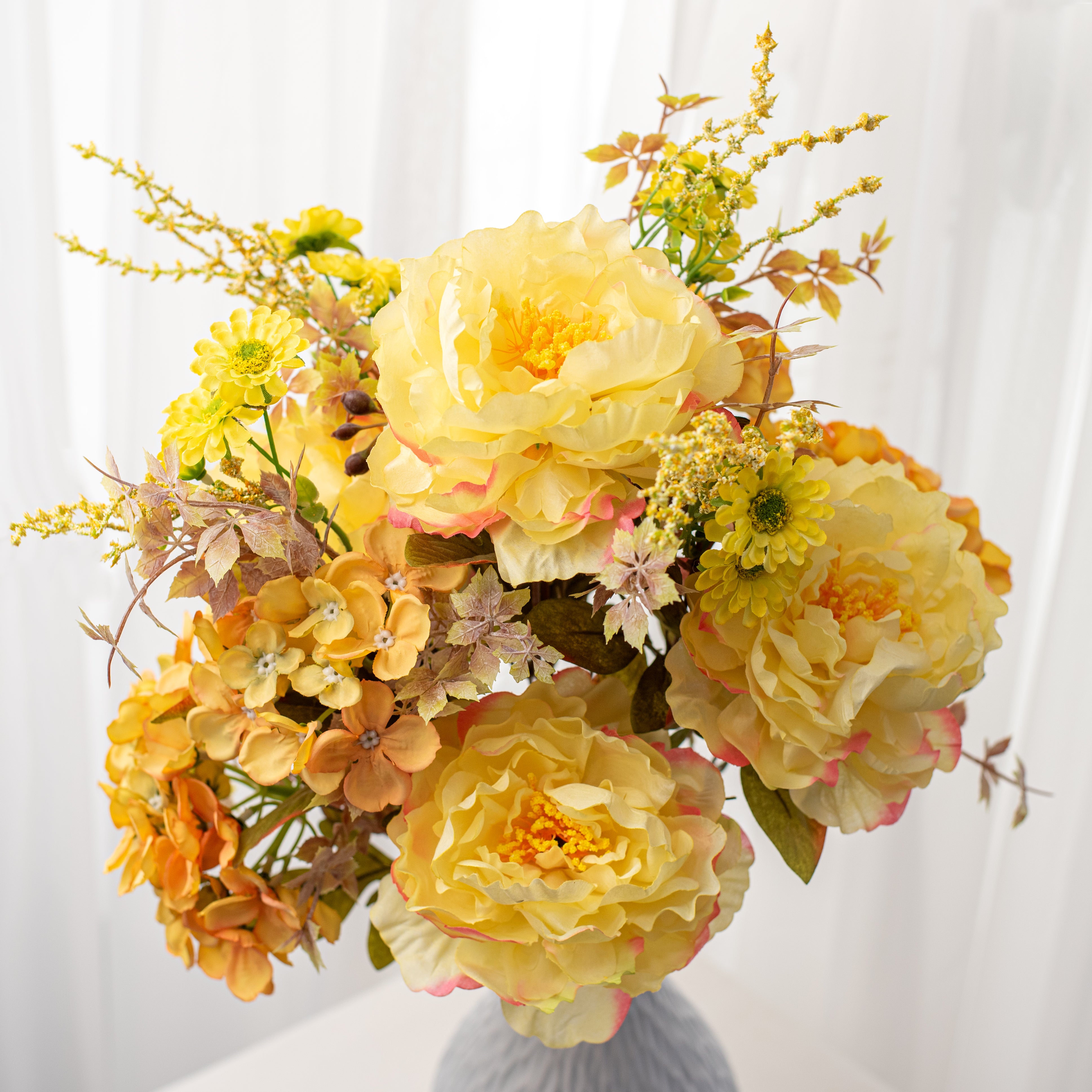21" Peony, Daisy, Hydrangea Bush: Yellow Item Number: FB194229