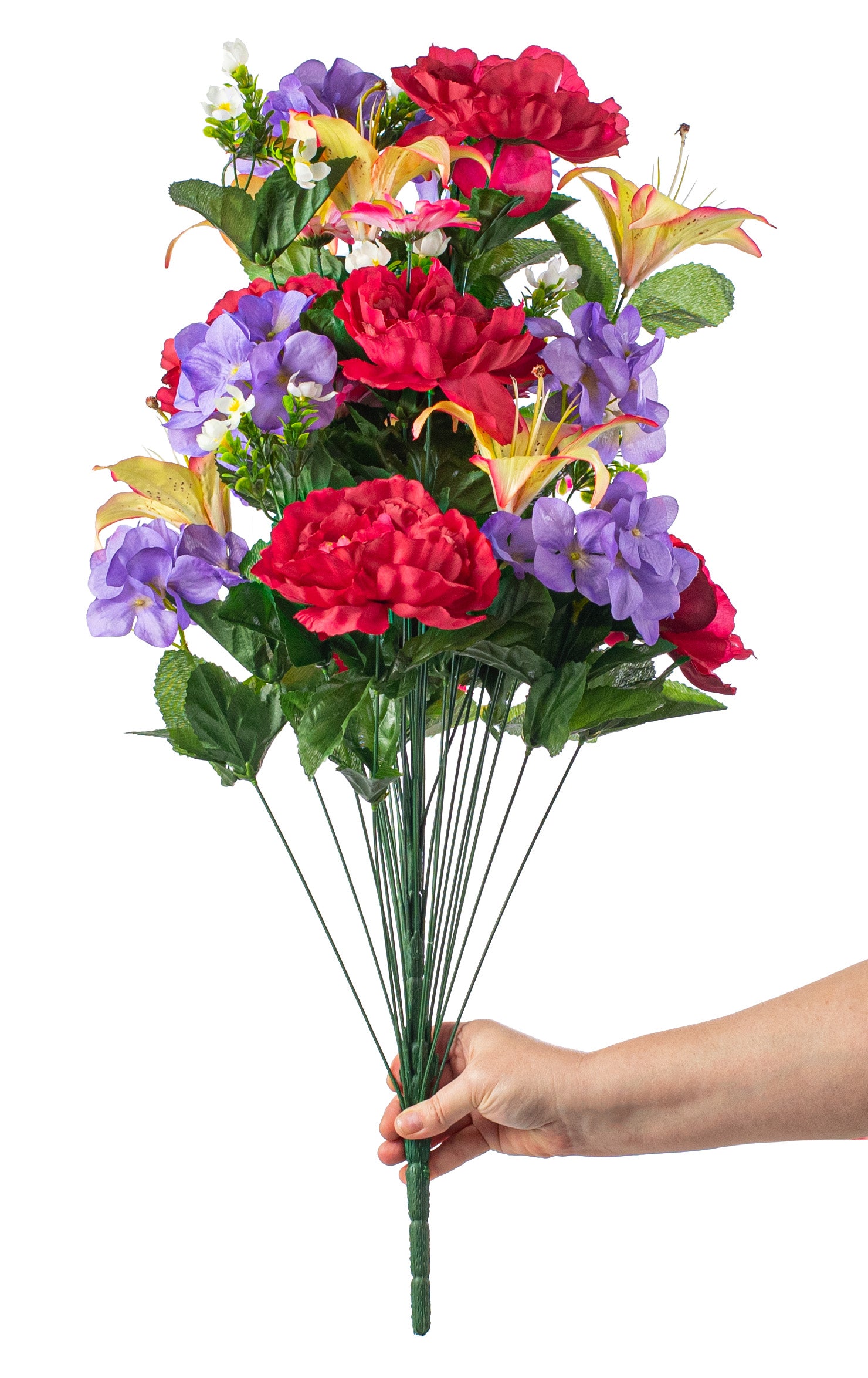 31" Peony Hydrangea Lily Bush: Fuchsia & Purple detail photo 3