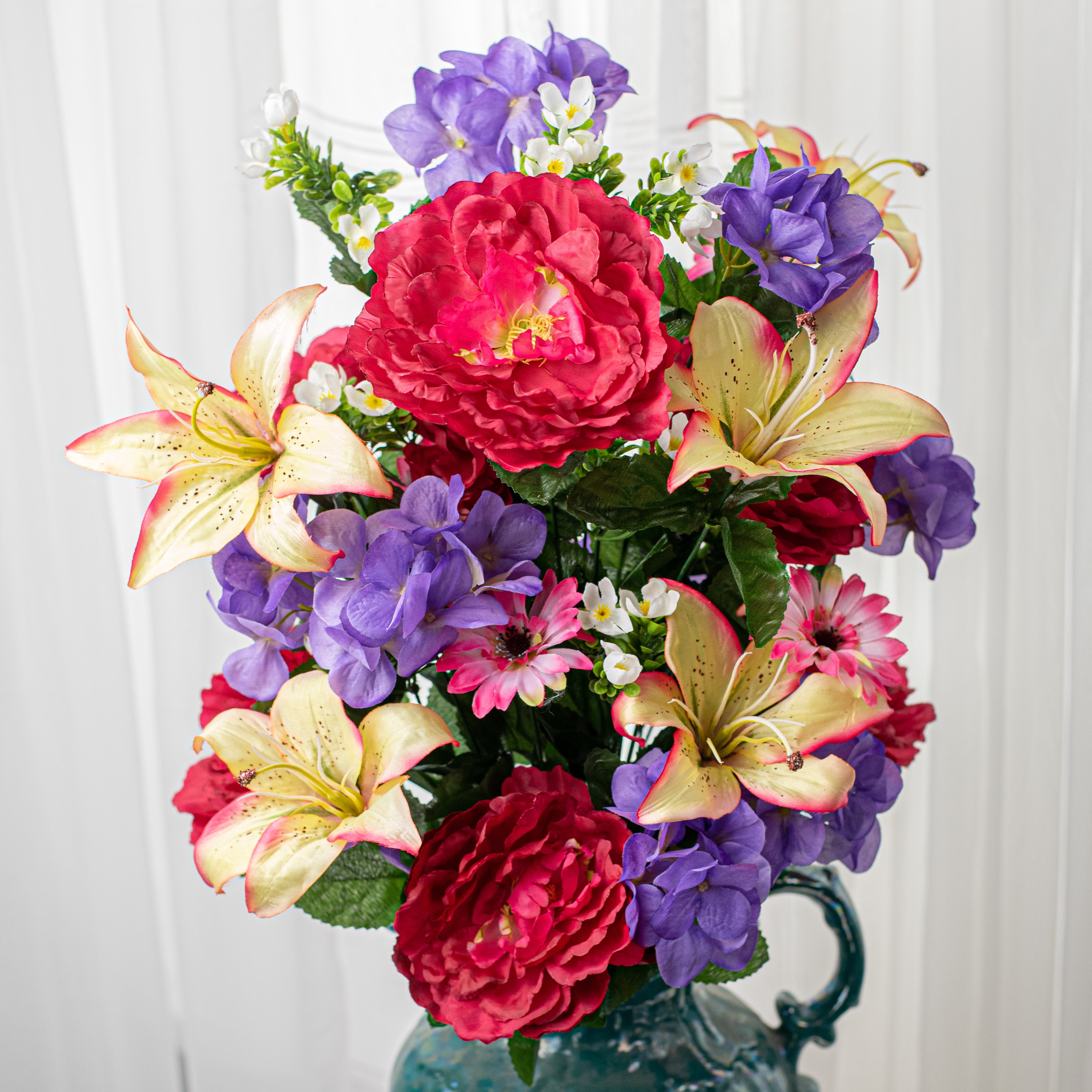 31" Peony Hydrangea Lily Bush: Fuchsia & Purple Item Number: 30596BTPU