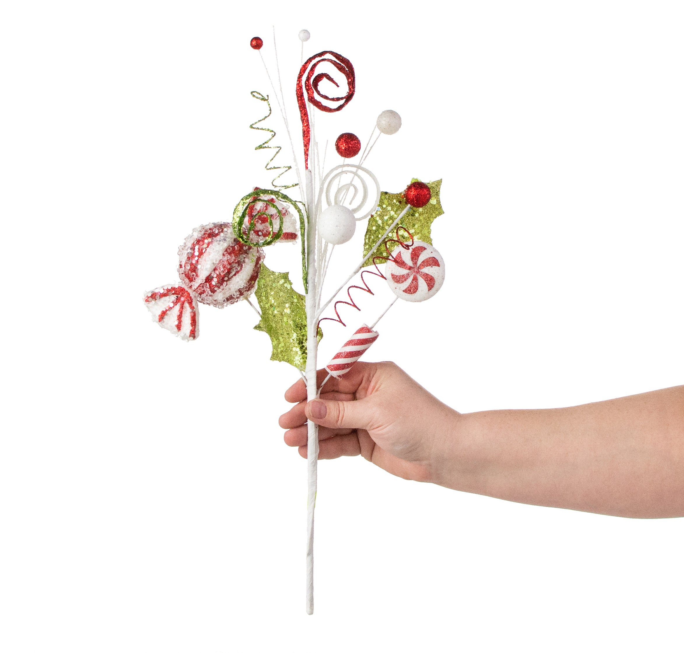 18" Peppermint Candy Holly Pick detail photo 4