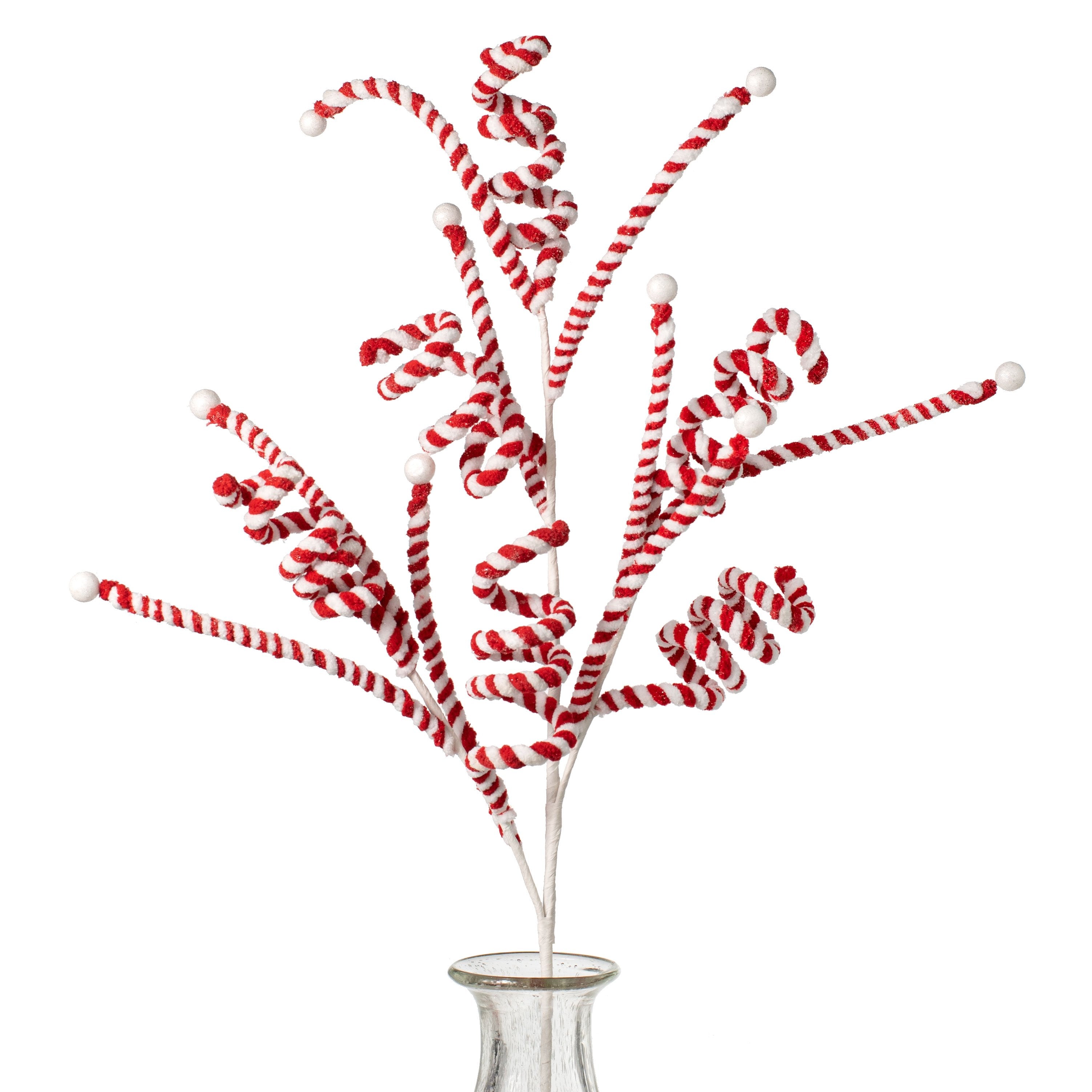 32" Peppermint Curly Chenille Spray: Red & White Item Number: 84121RDWT