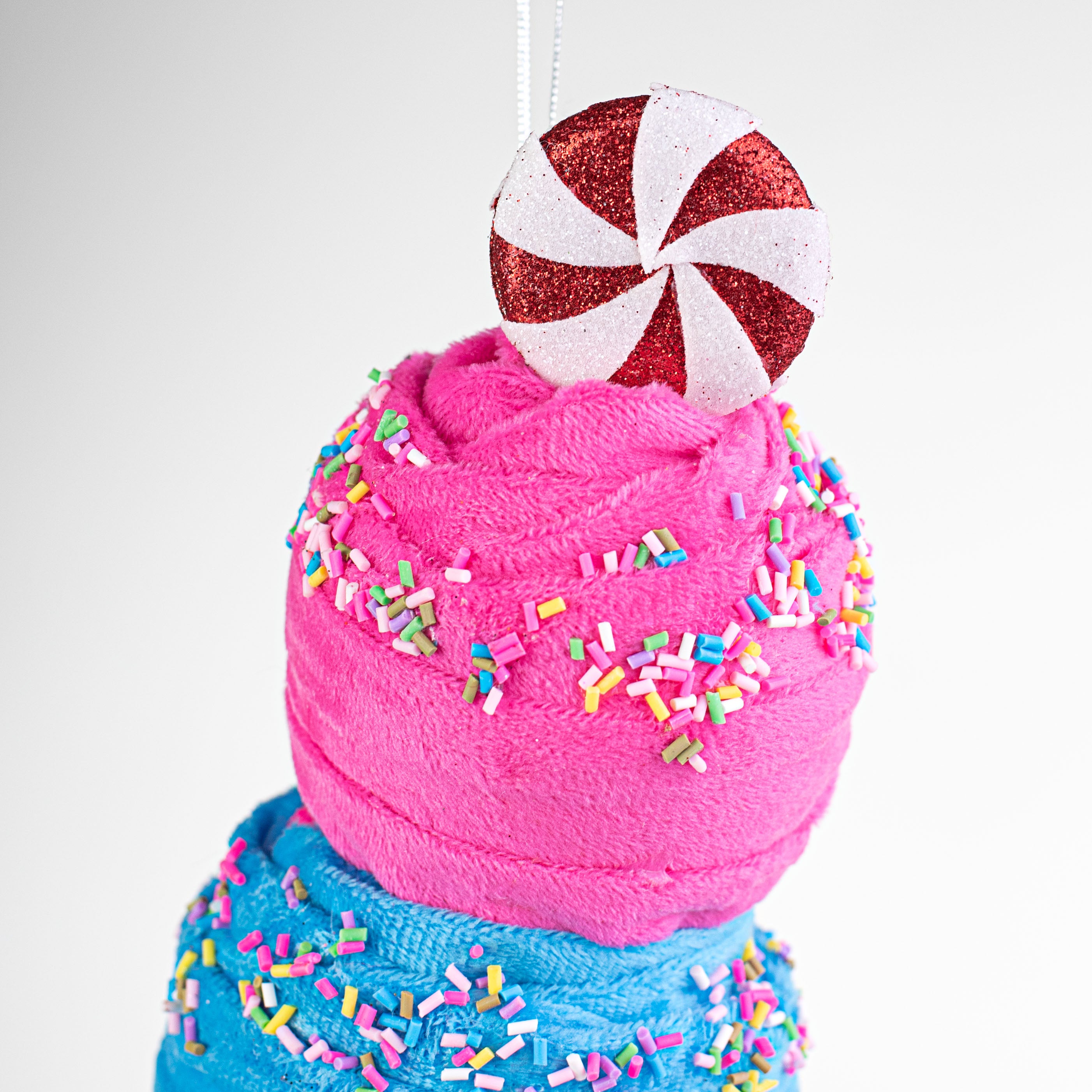 12" Peppermint Ice Cream Ornament: Pink & Blue detail photo 3