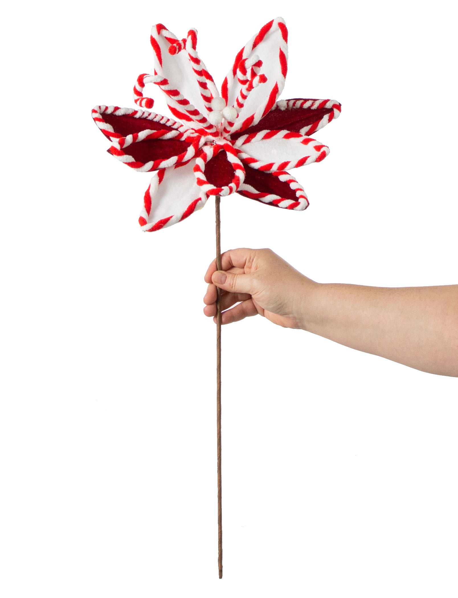 13" Peppermint Poinsettia Stem detail photo 3