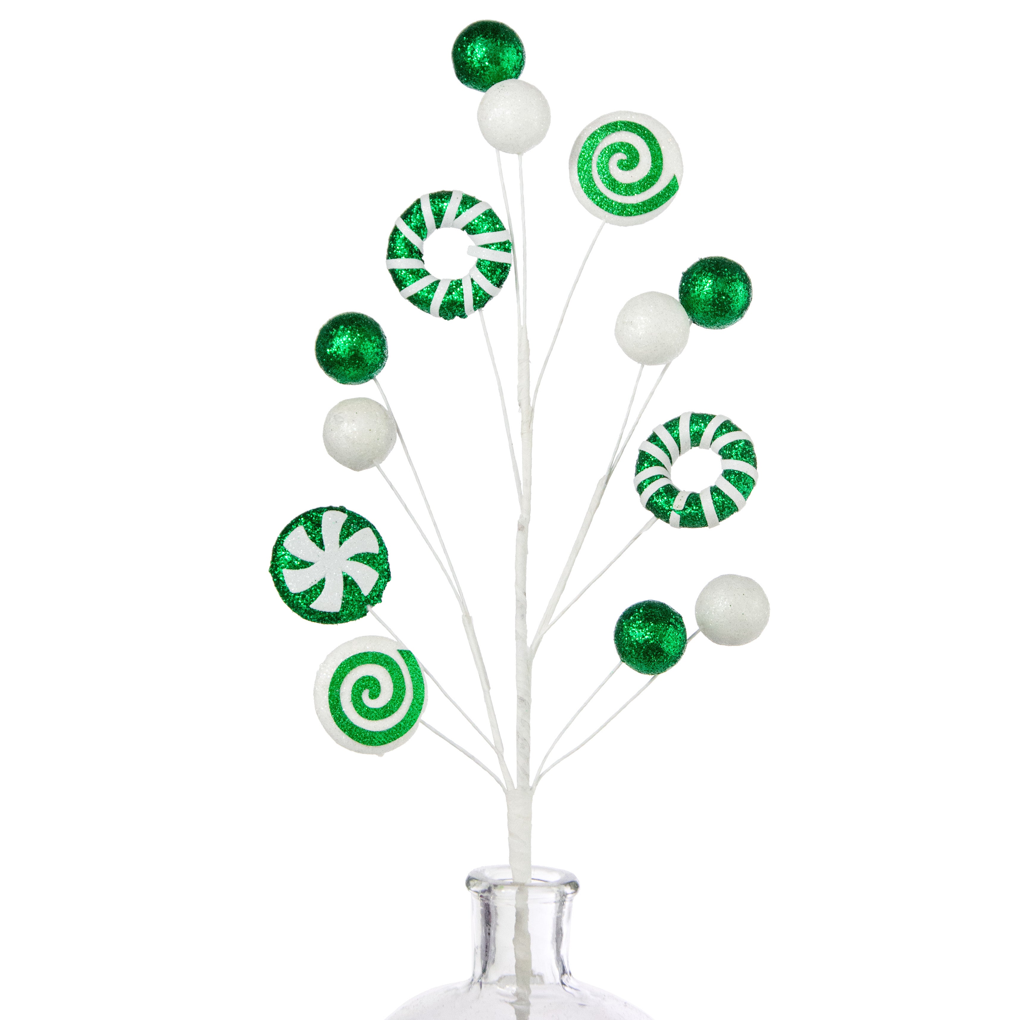 24" Peppermint Ring Candy Spray: Green Item Number: 85756GN