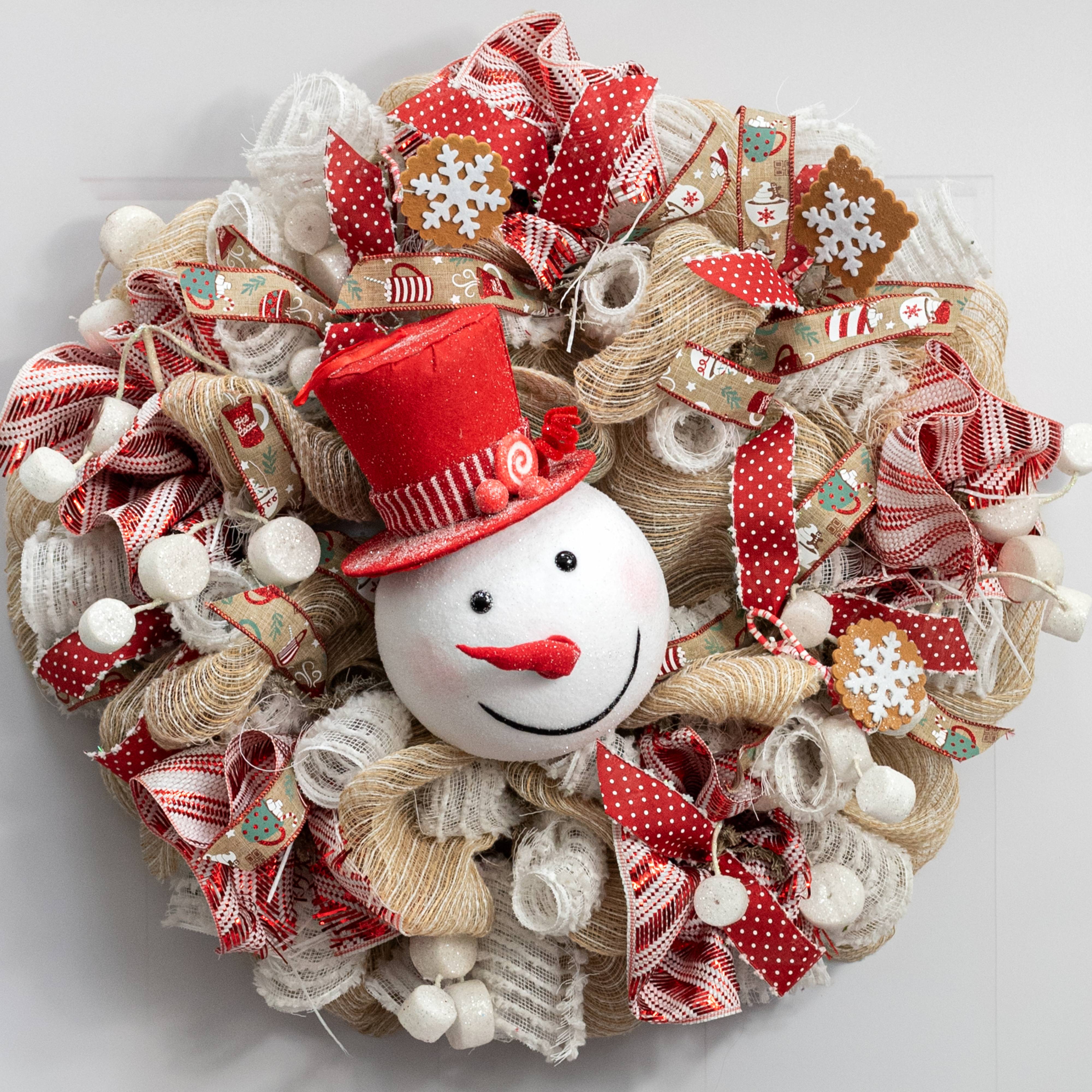 11" Peppermint Snowman Head Ornament Lifestyle Photo