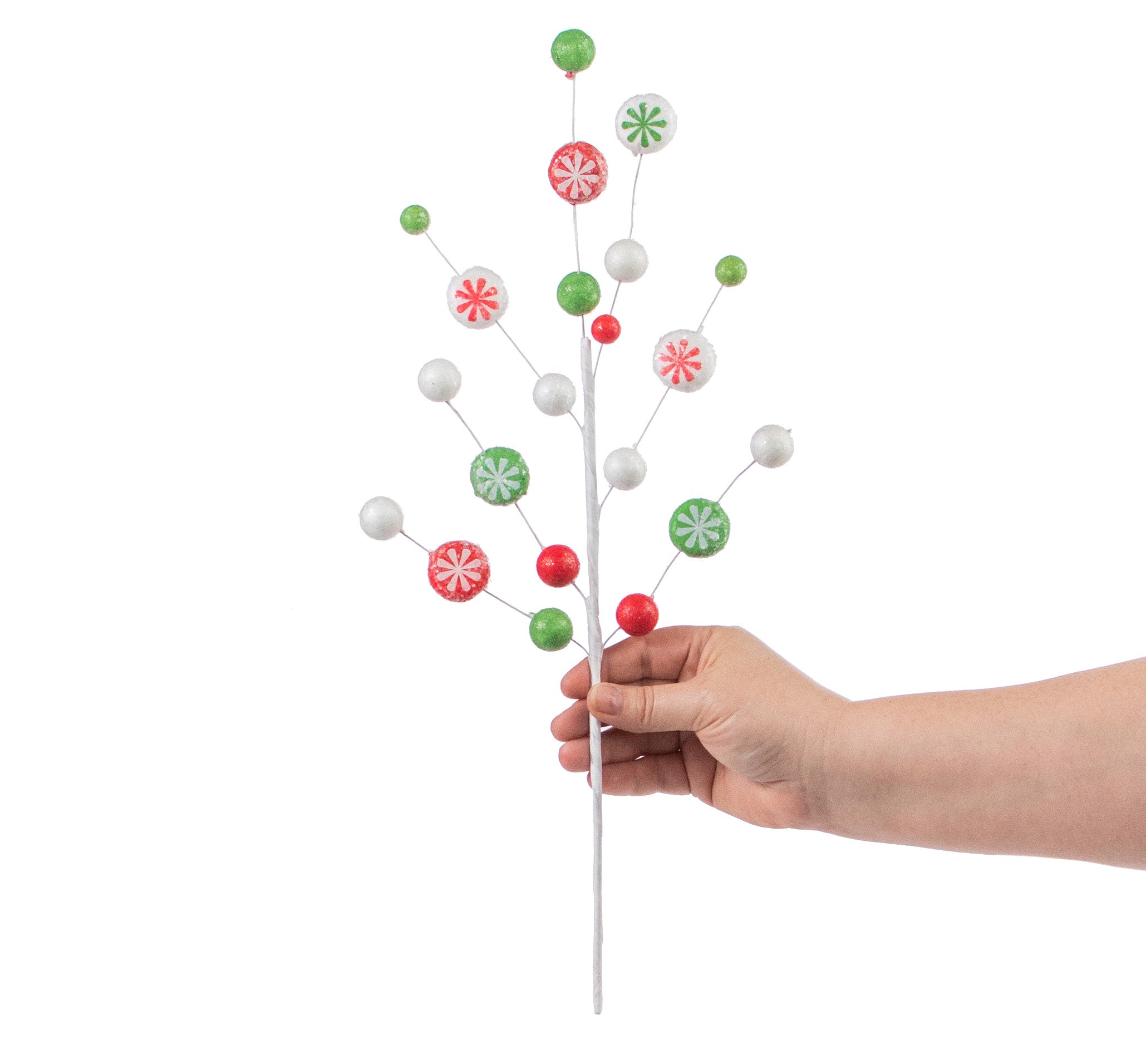 18" Peppermint Spray: Red, White, Green detail photo 3