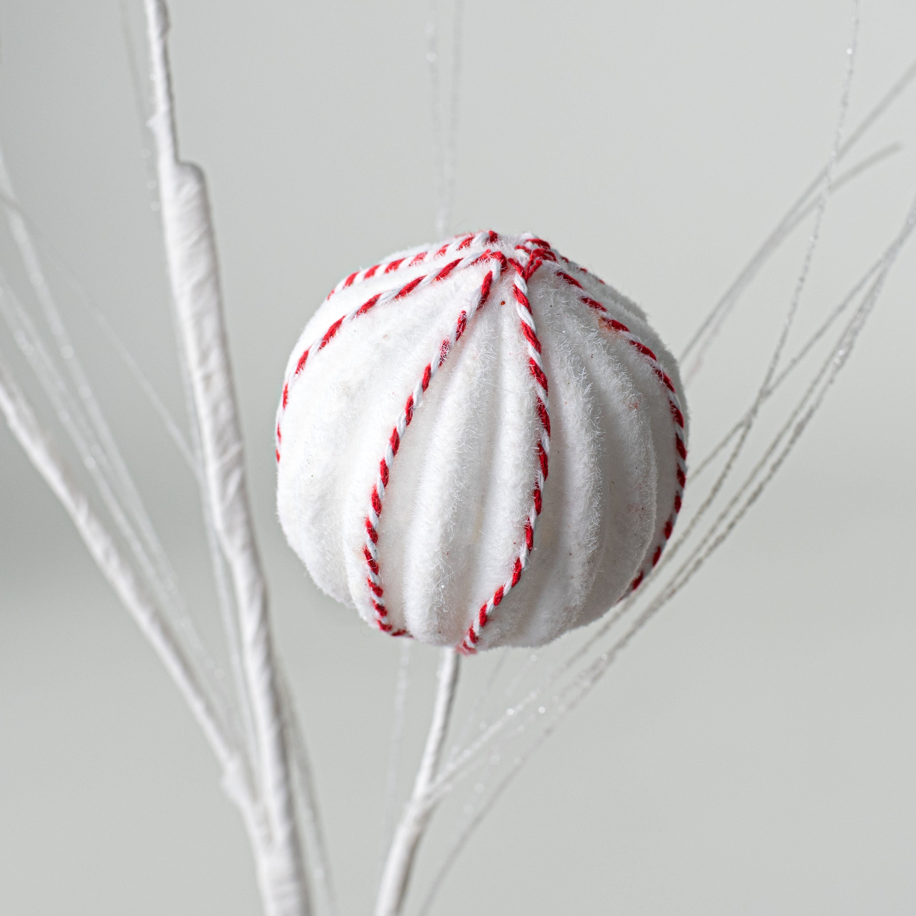 27" Peppermint Striped Meringue Ball Spray Lifestyle Photo