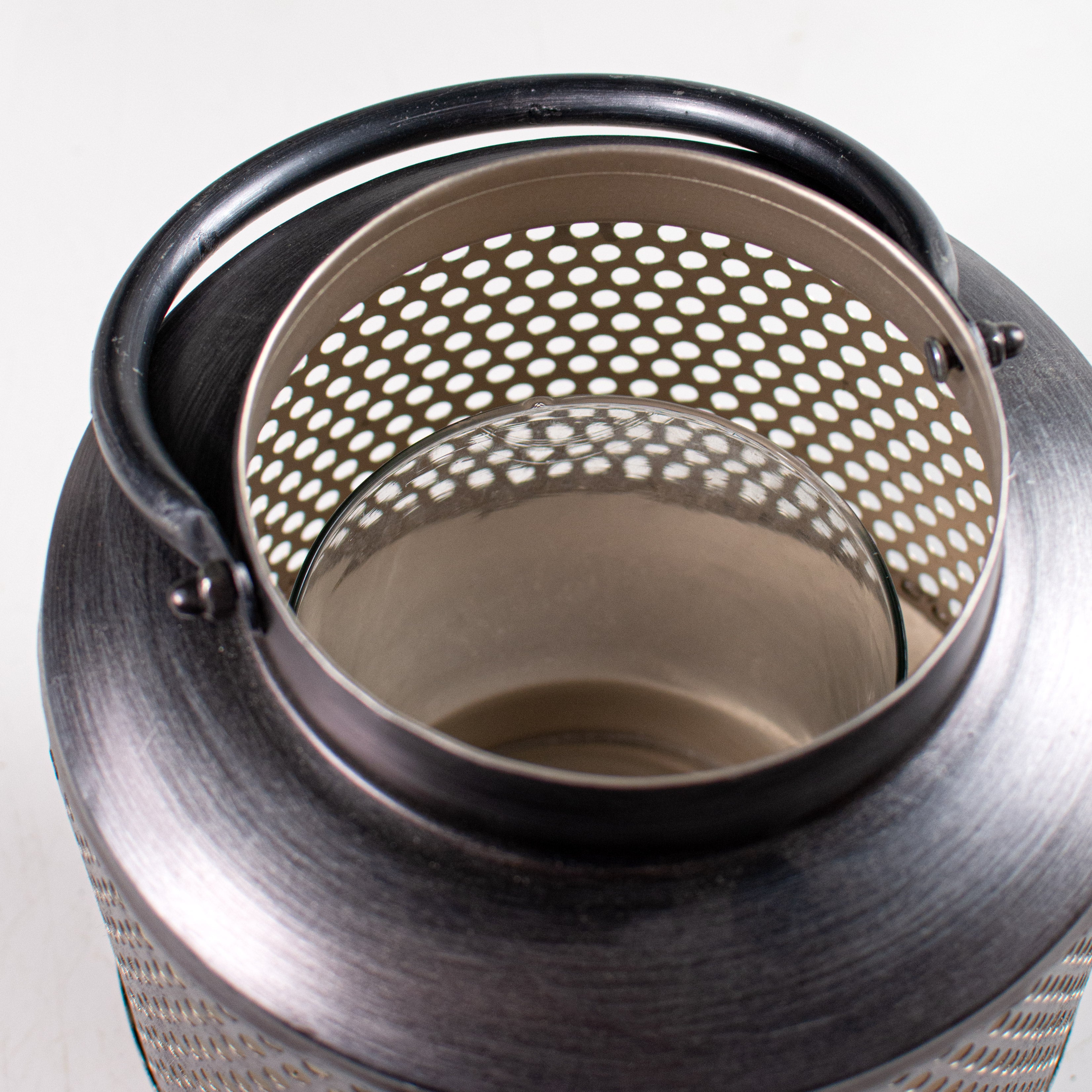 7.75" Pewter Tin Lantern: Round detail photo 3