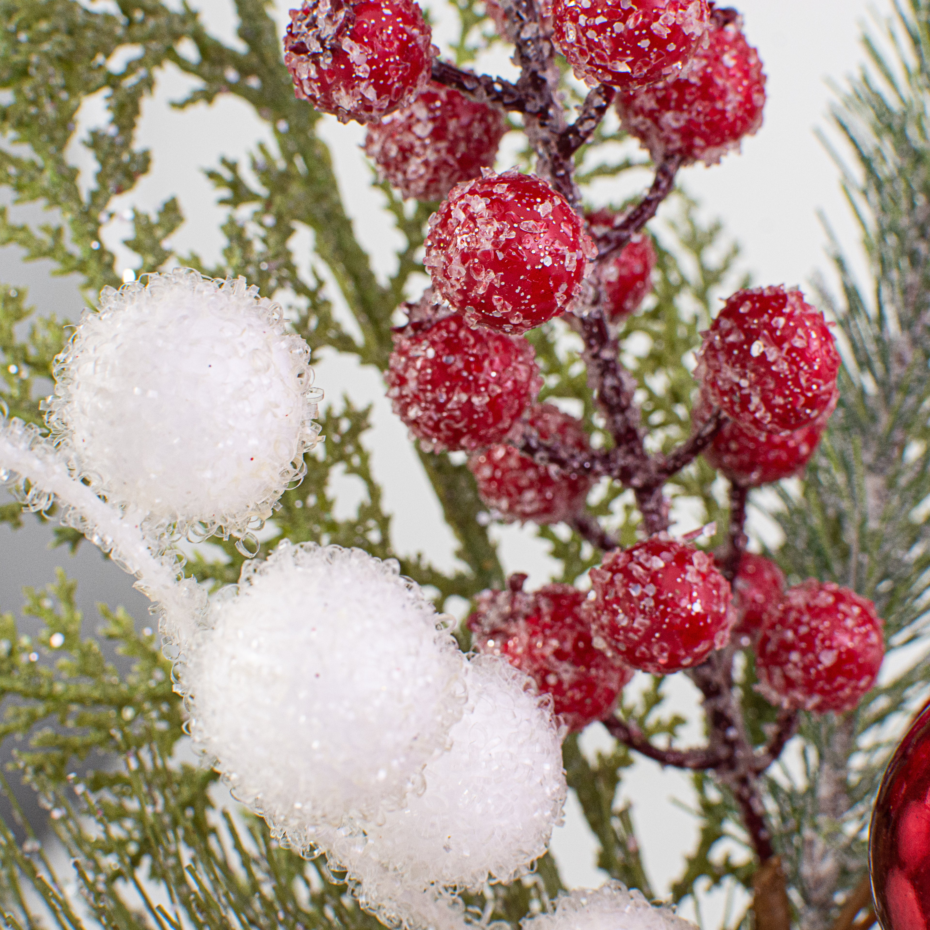 14" Pine, Berry, Candy Cane Pick detail photo 4