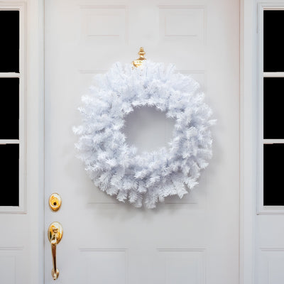 24" Pine PVC Wreath: White (180 Tips) Lifestyle Photo