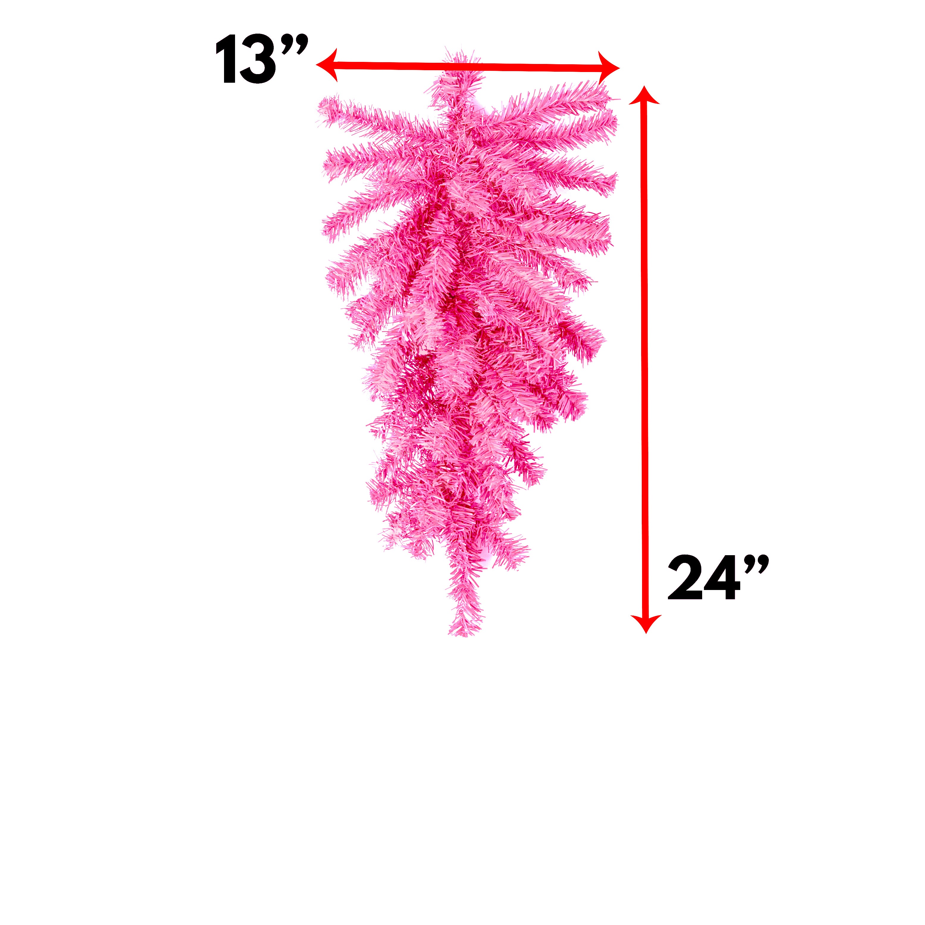 24" Pine Teardrop Swag: Pink (55 Tips) detail photo 3