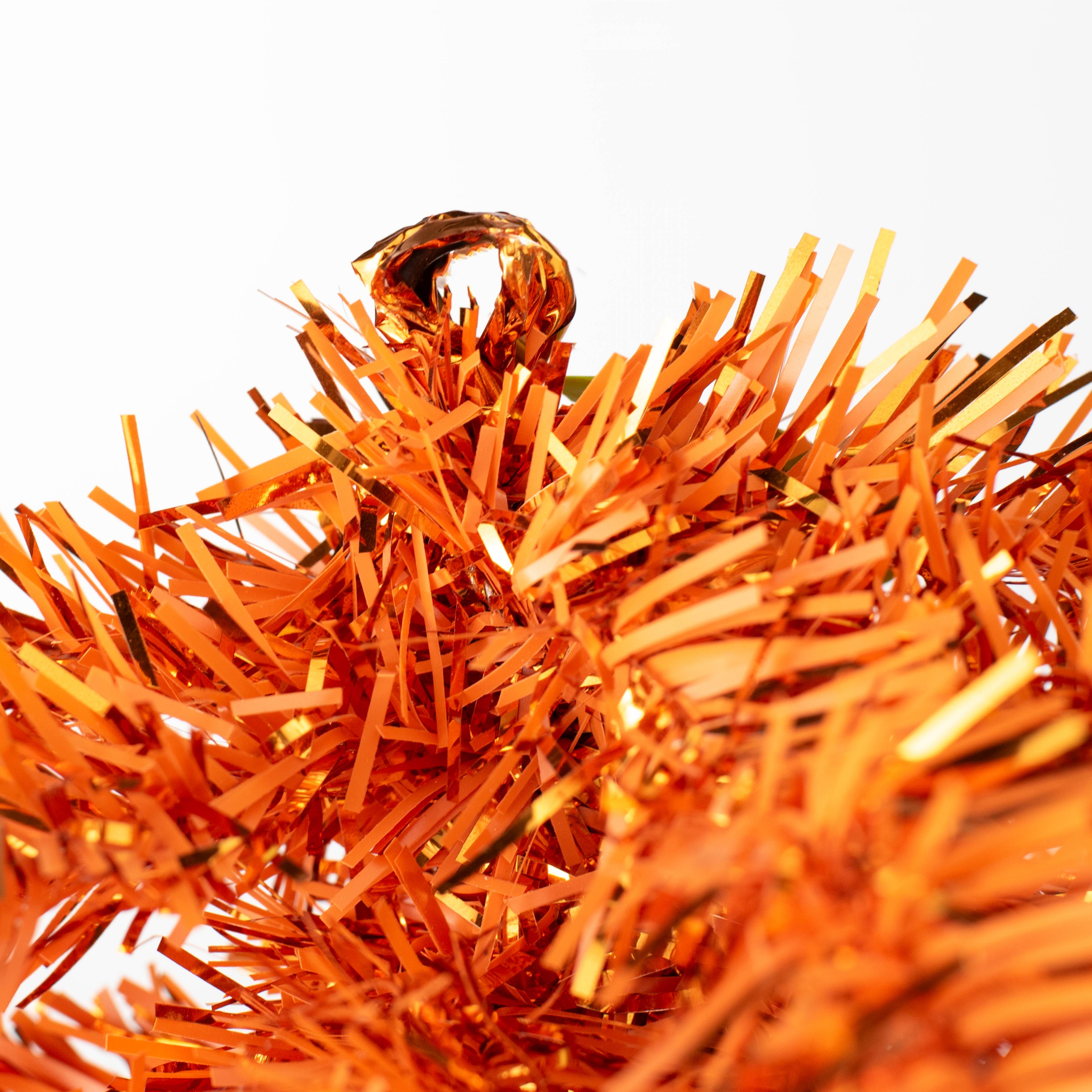 32" Pine Tinsel Teardrop Swag: Metallic Orange detail photo 3