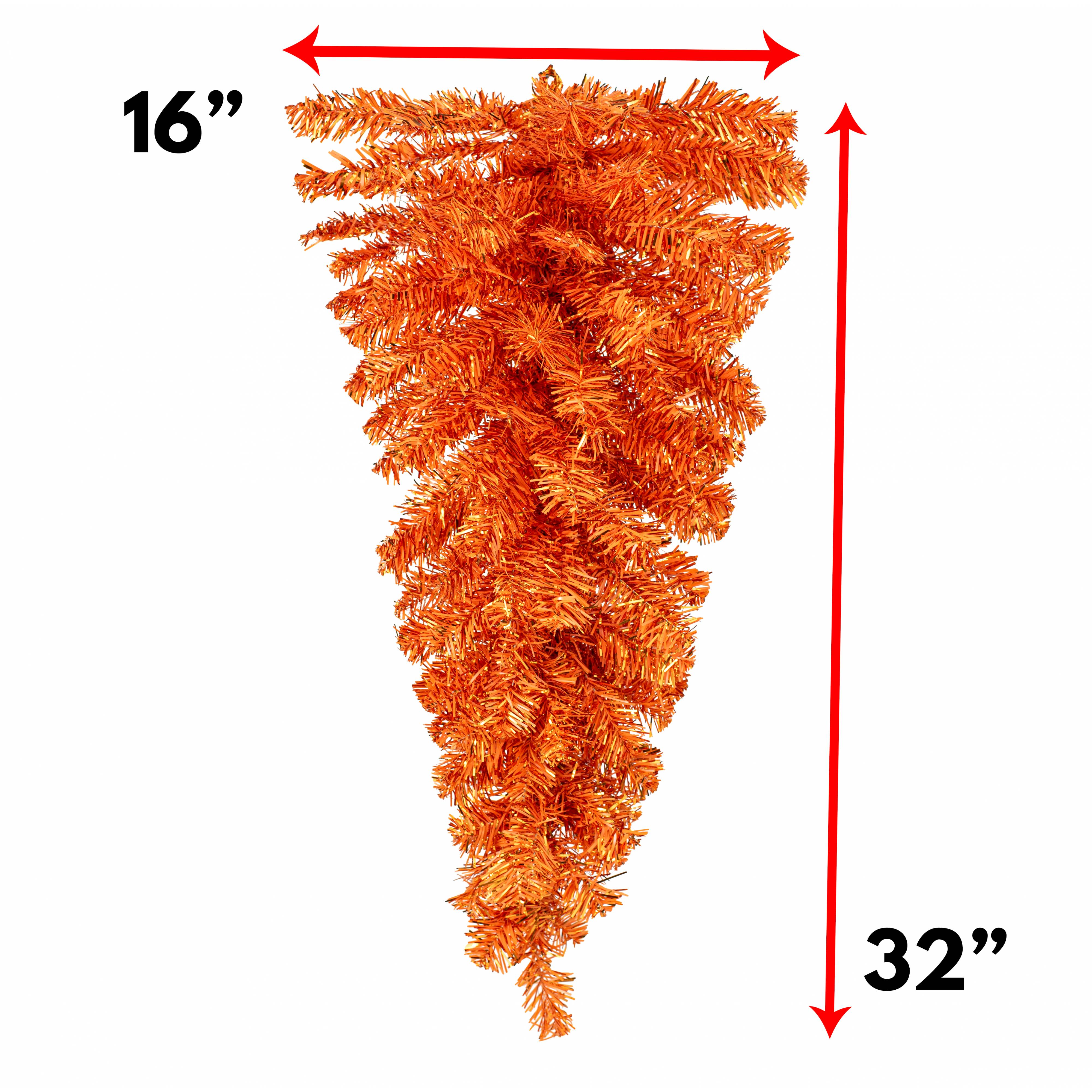 32" Pine Tinsel Teardrop Swag: Metallic Orange detail photo 5