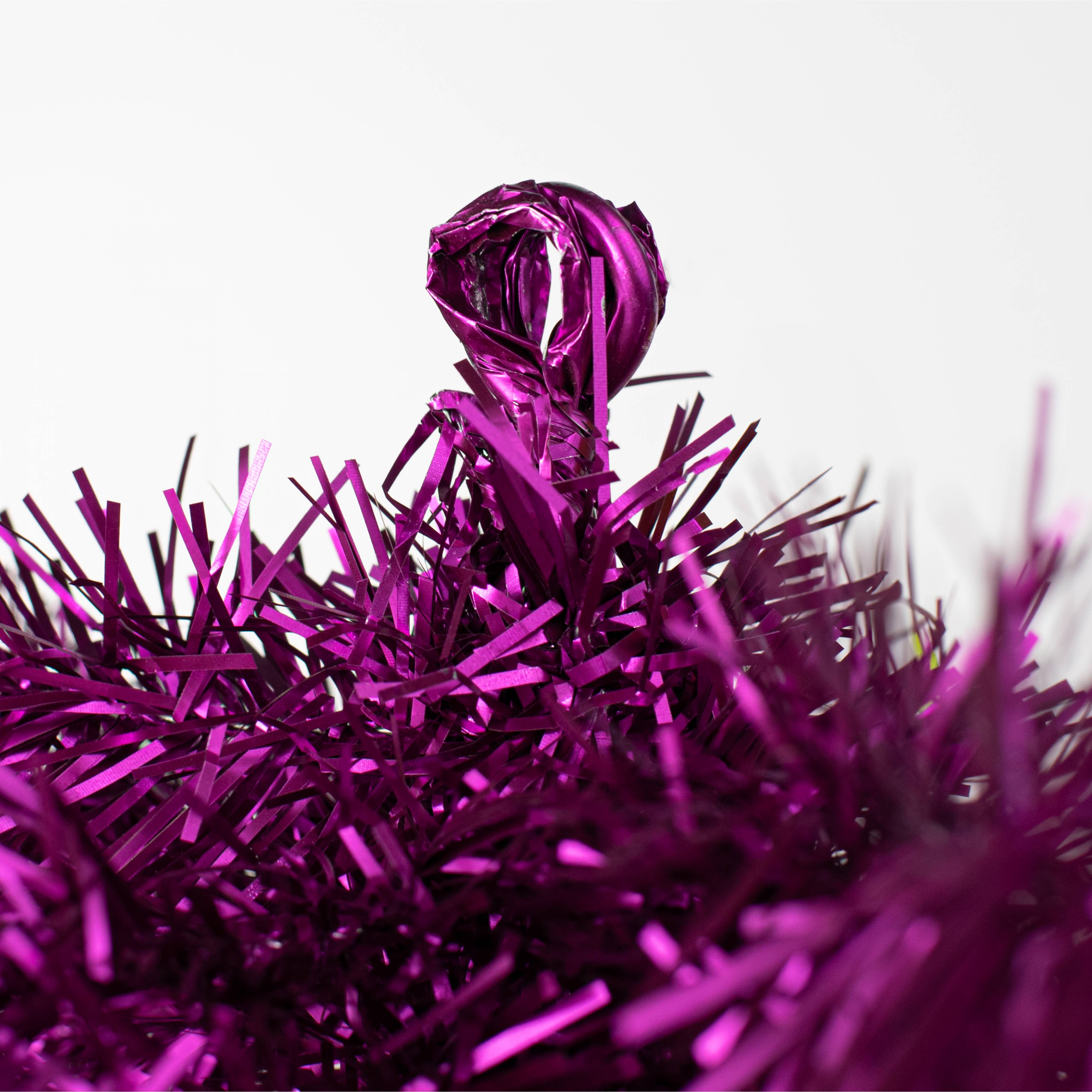 32" Pine Tinsel Teardrop Swag: Metallic Purple detail photo 3