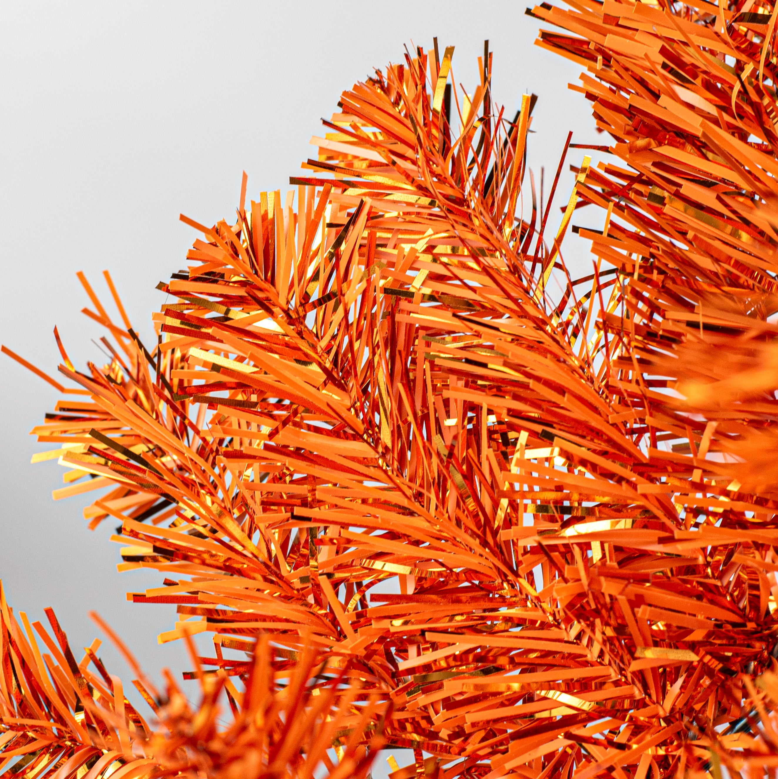 24" Pine Tinsel Wreath: Metallic Orange detail photo 3