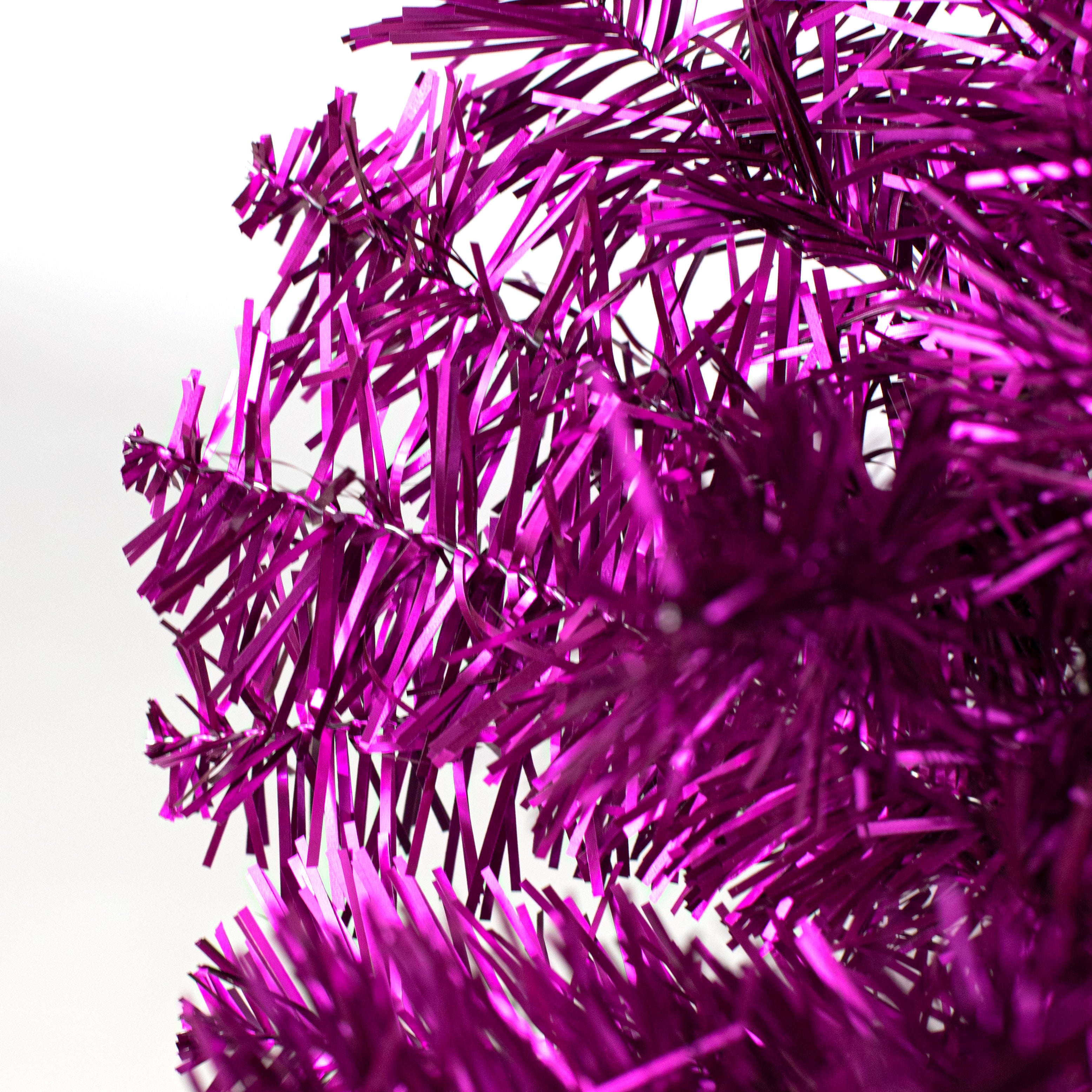 24" Pine Tinsel Wreath: Metallic Purple detail photo 4