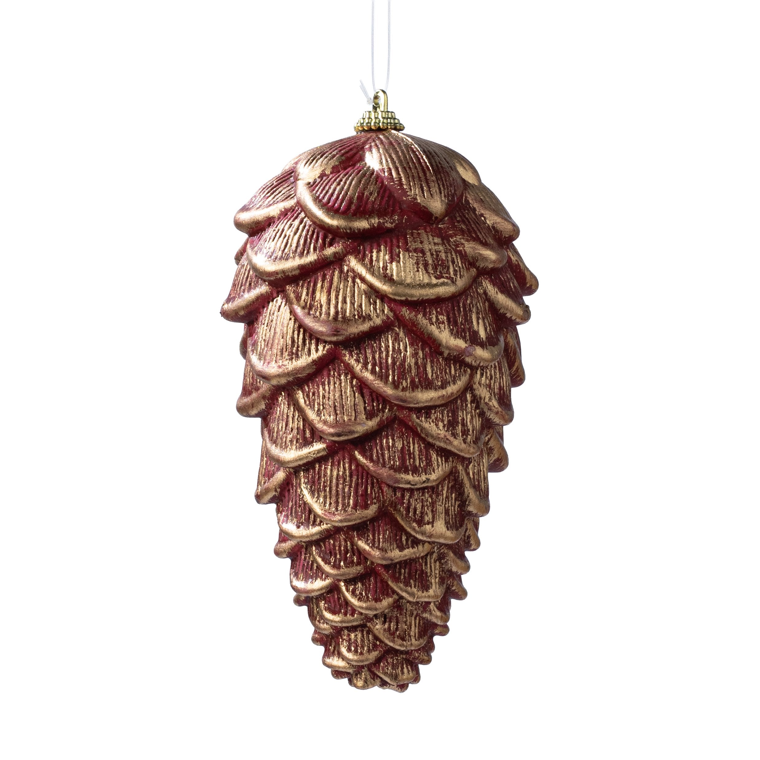 7" Pinecone Ornament: Dark Red & Gold Item Number: 32181-DK.RDGD