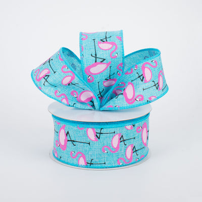 1.5" Pink Flamingo Ribbon: Blue (10 Yards) Lifestyle Photo