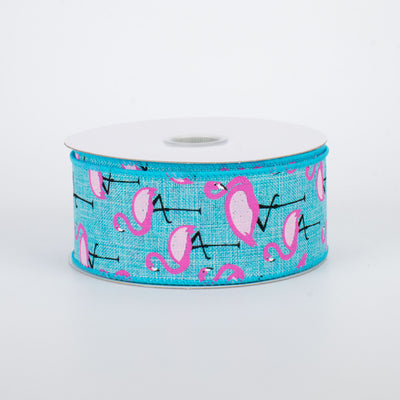 1.5" Pink Flamingo Ribbon: Blue (10 Yards)