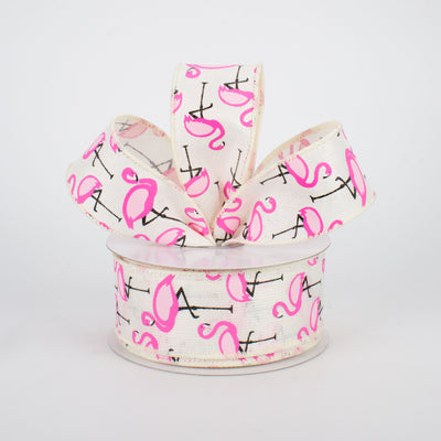 1.5" Pink Flamingo Ribbon: Cream (10 Yards) Lifestyle Photo