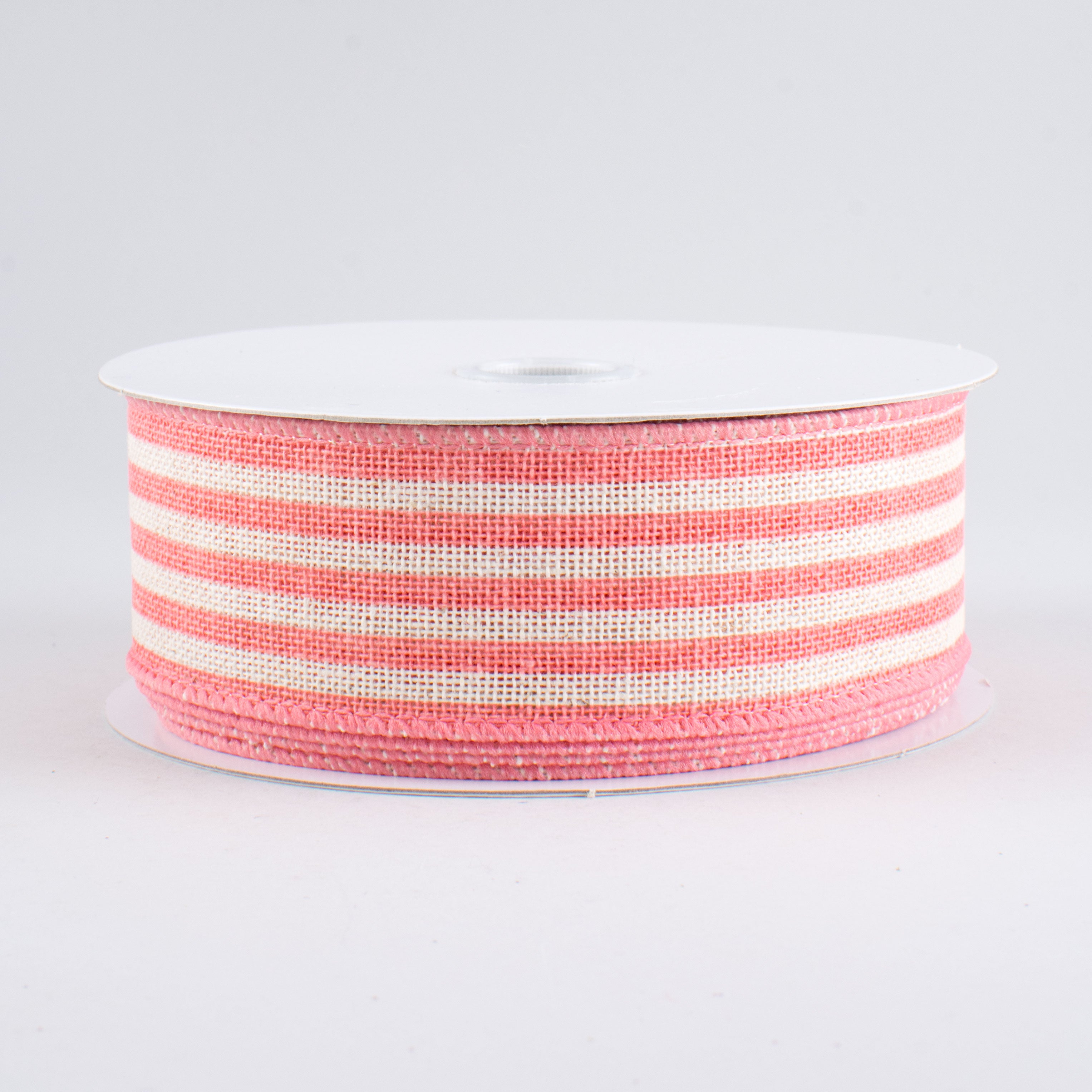 1.5" Pinstripe Cotton Ribbon: Dusty Coral (10 Yards)