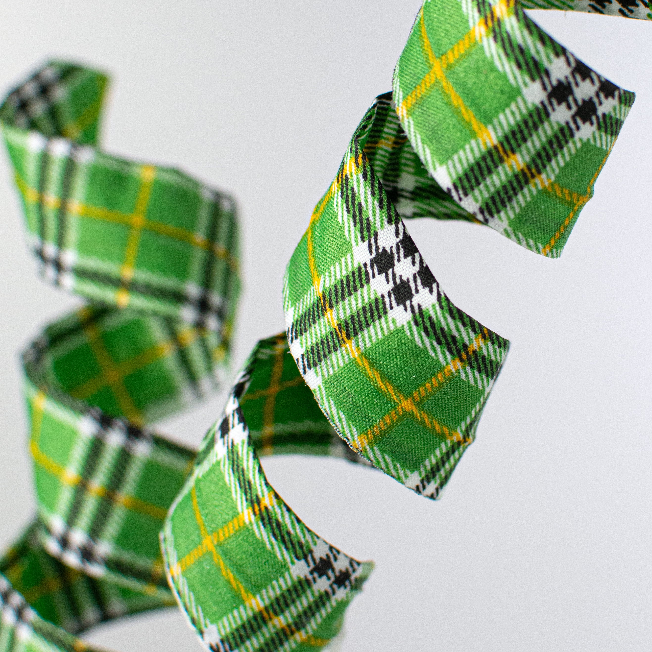 24" Plaid Curly Spray: Green, Black, Dark Yellow Lifestyle Photo