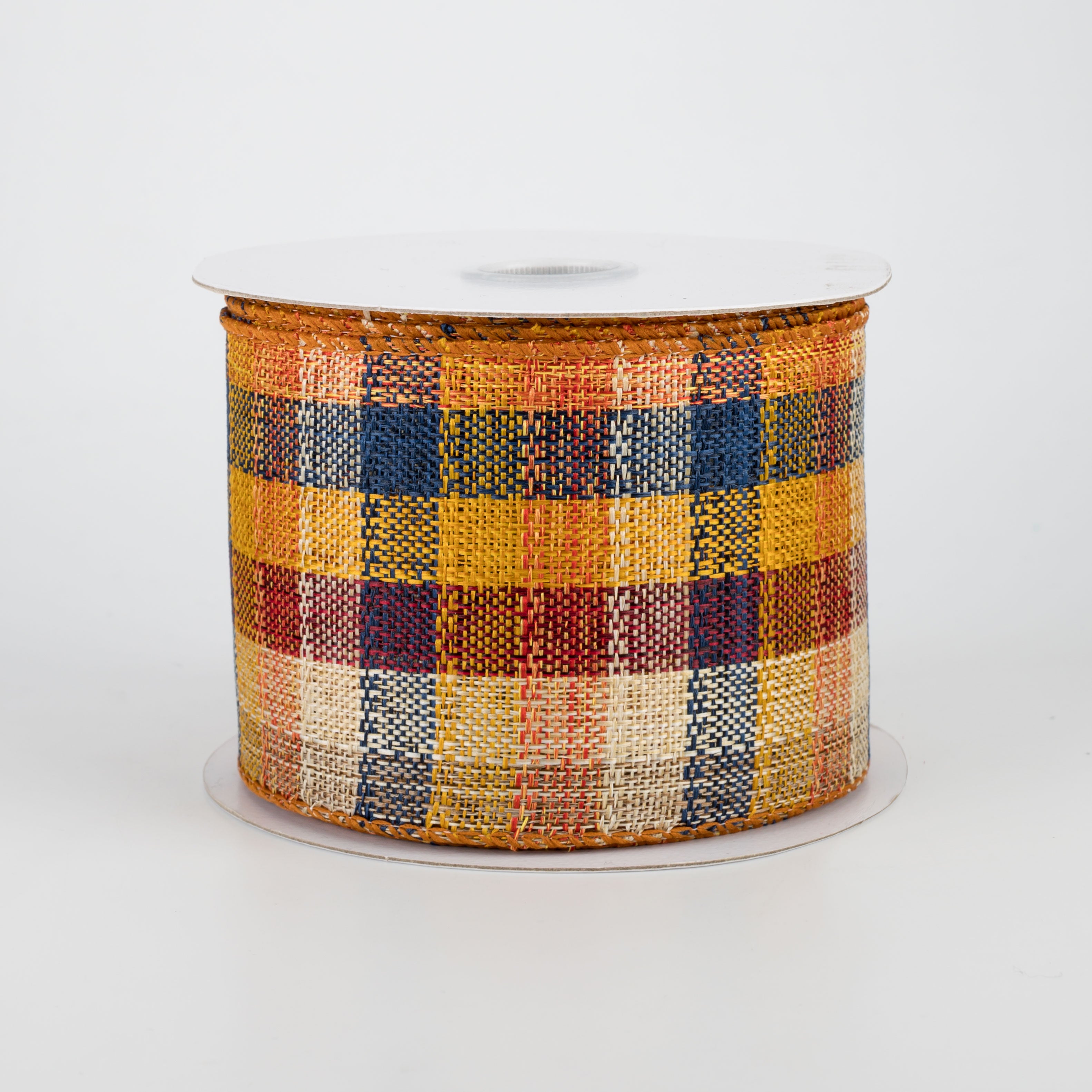 2.5" Plaid Fall Ribbon: Blue & Orange (10 Yards)