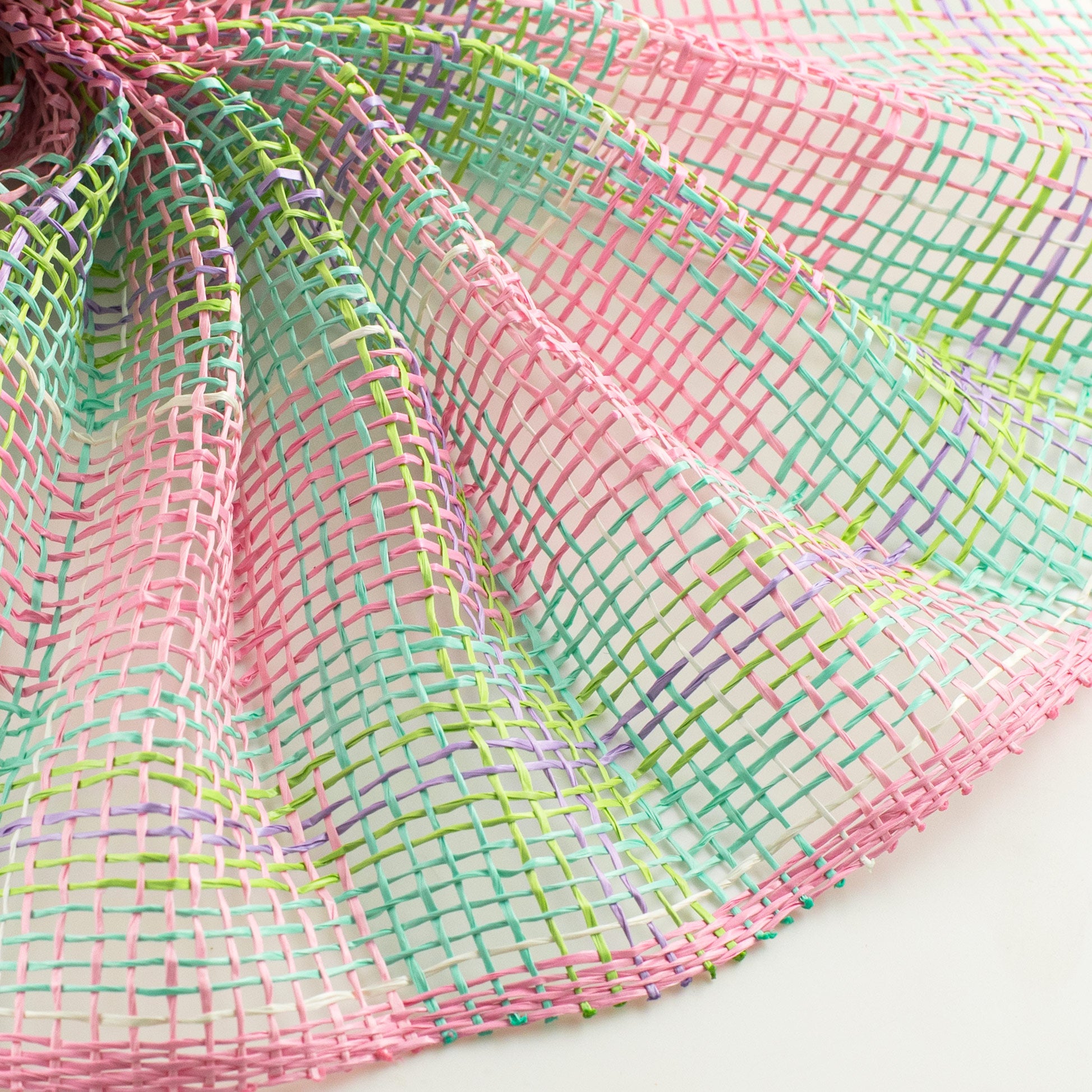 10" Plaid Poly Burlap Mesh: Pink, Turquoise, Fresh Green, Lavender Lifestyle Photo