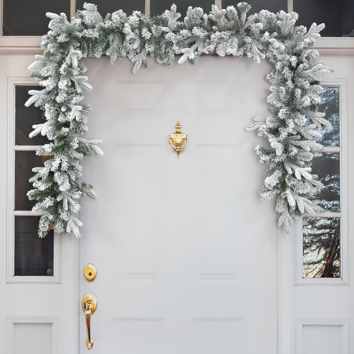 9' Plastic & PVC Mix Snowy Pine Garland: Flocked Lifestyle Photo