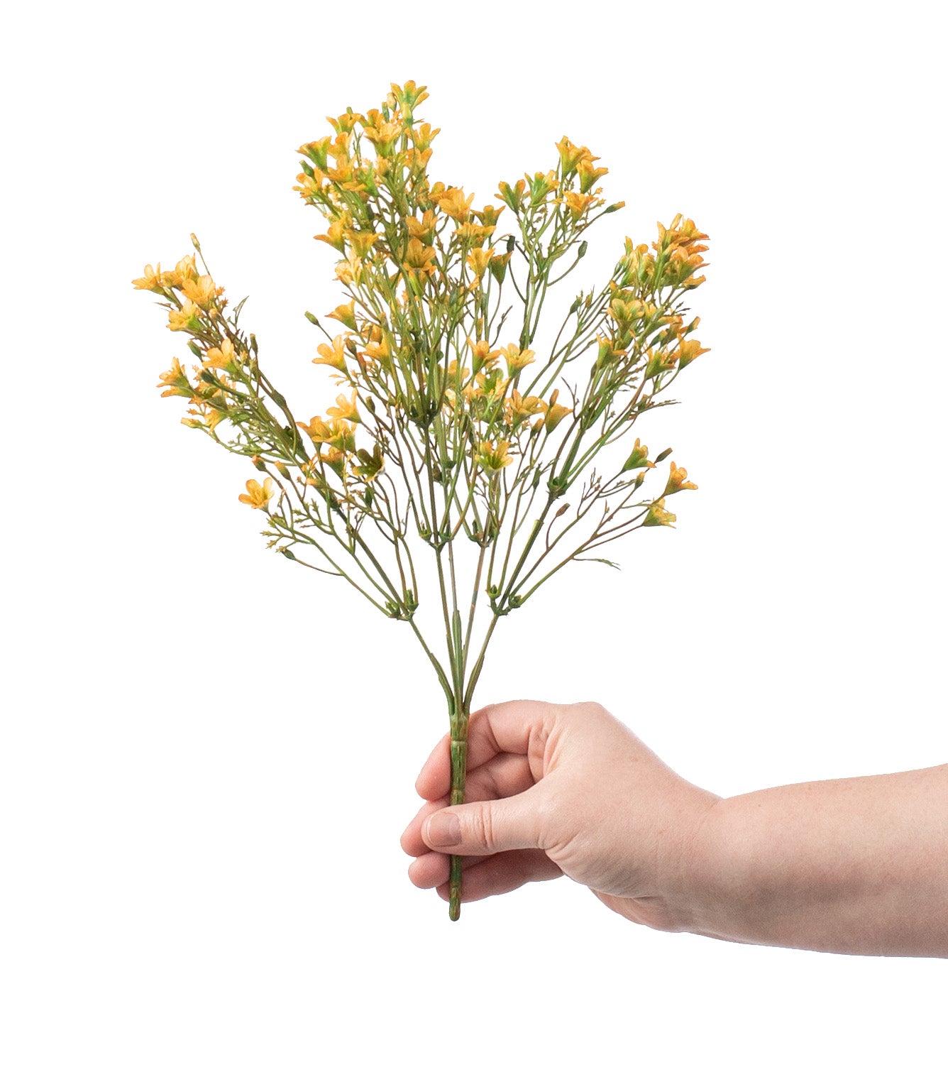 14" Plastic Wax Flower Bush: Yellow detail photo 3