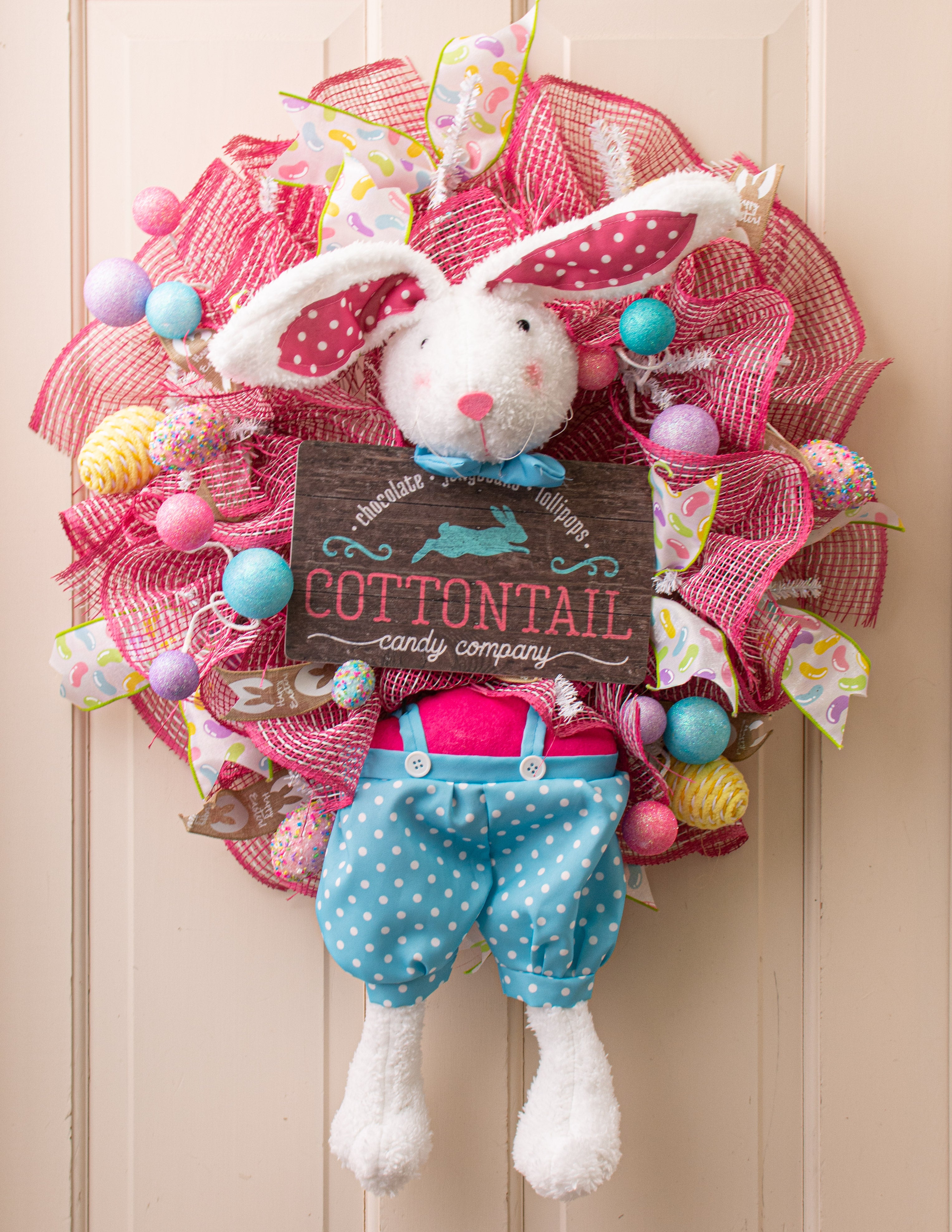 Plush Boy Bunny Wreath Decor Kit (2 Pieces) Lifestyle Photo