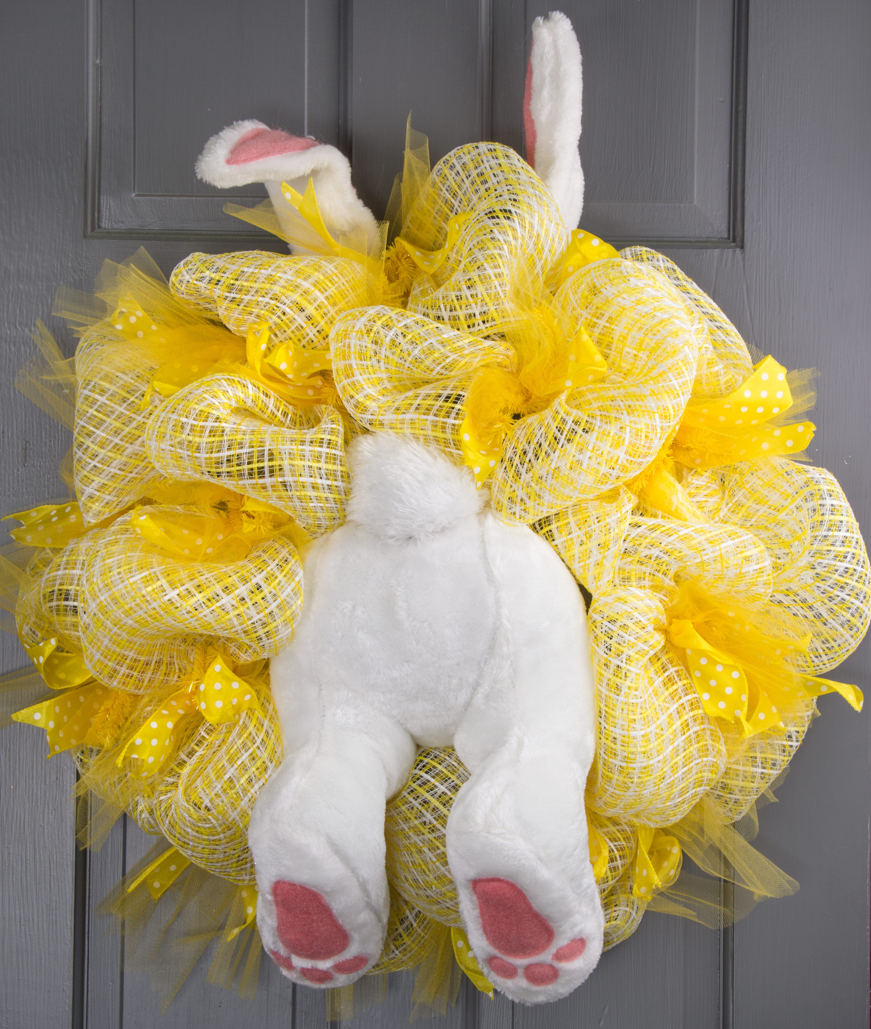 Plush Bunny Wreath Accent: White & Pink Lifestyle Photo