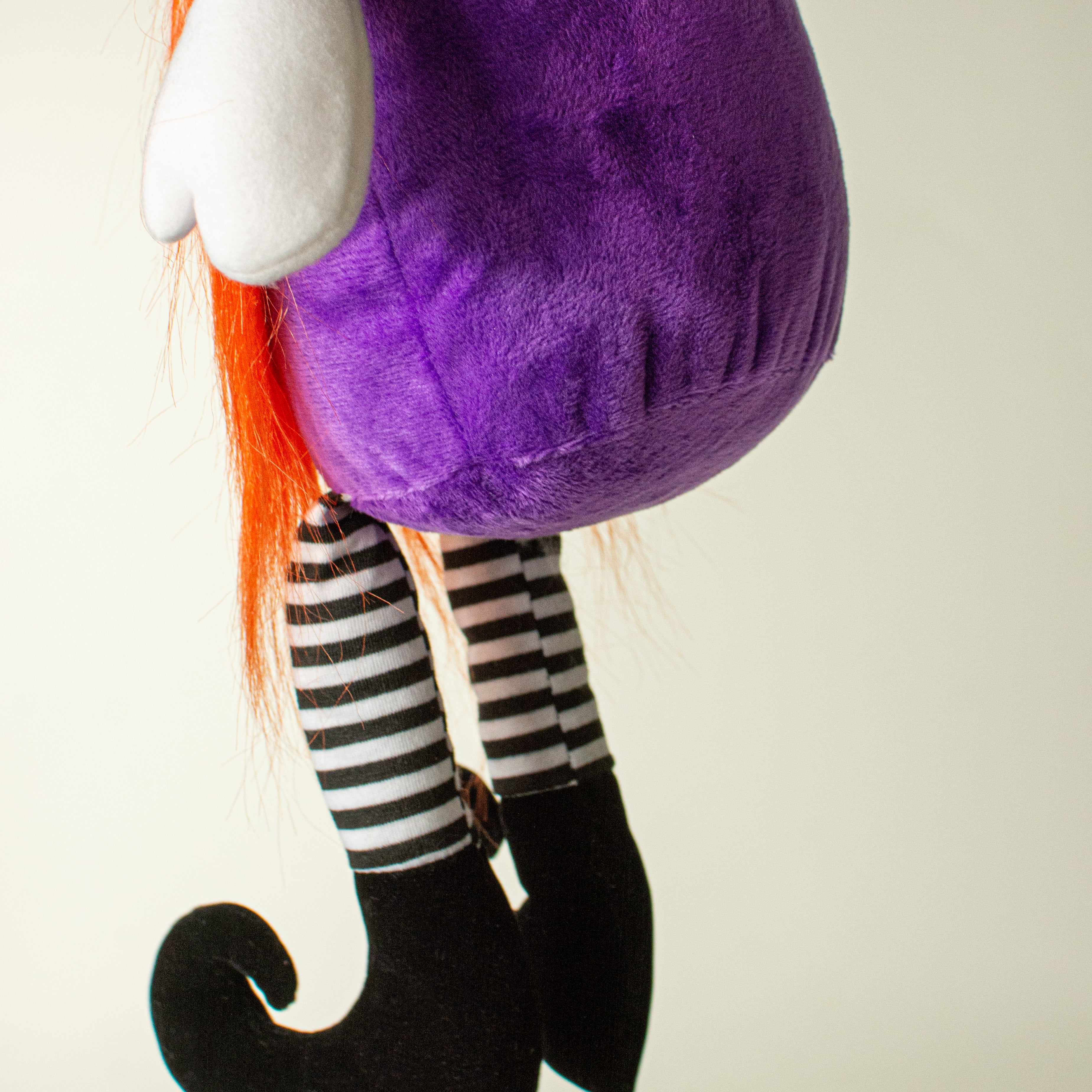 22" Plush Candy Corn Gnome: Purple & Black Stripe detail photo 5