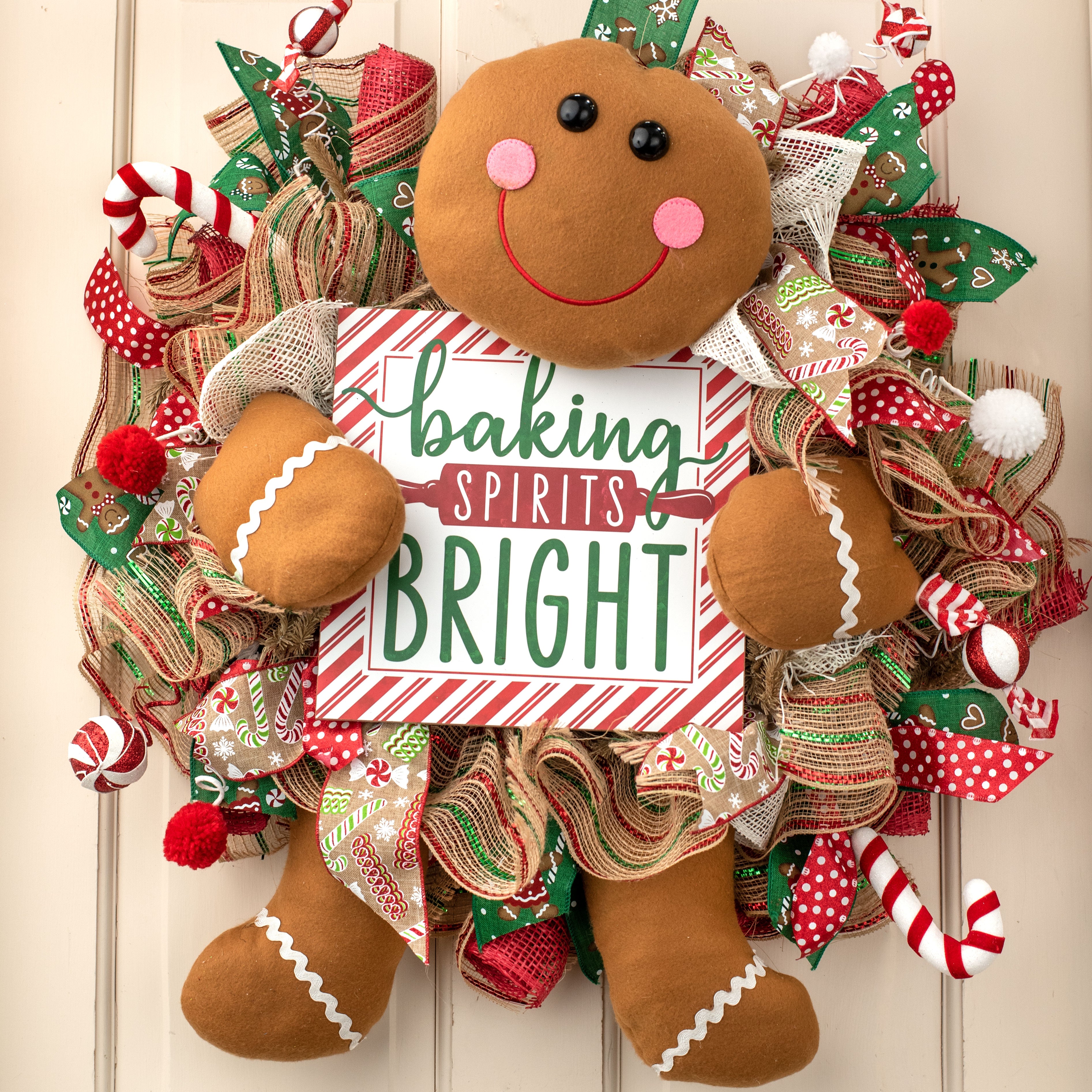 Plush Gingerbread Wreath Accent Lifestyle Photo